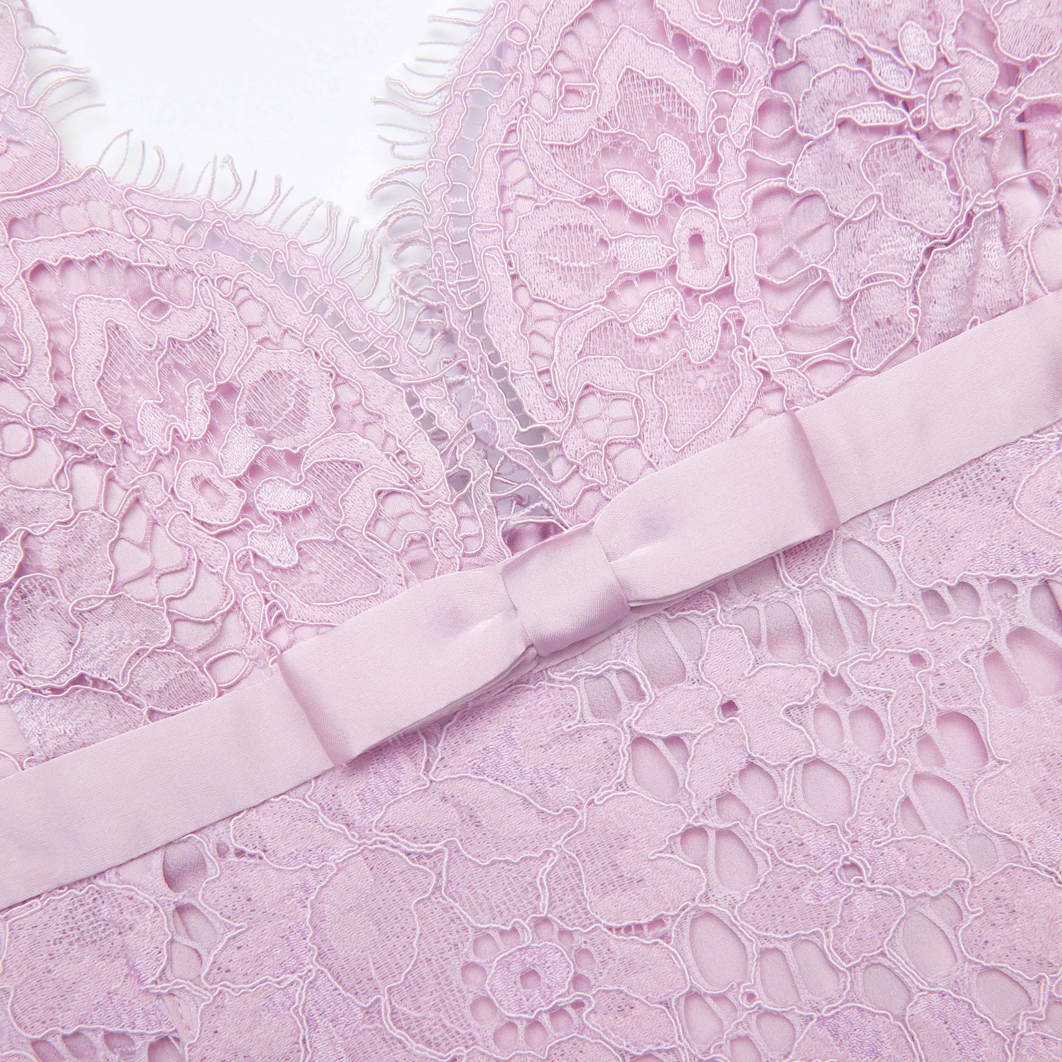 Pink Floral Lace Bow Mini Dress sold by Self-Portrait product image thumbnail 5