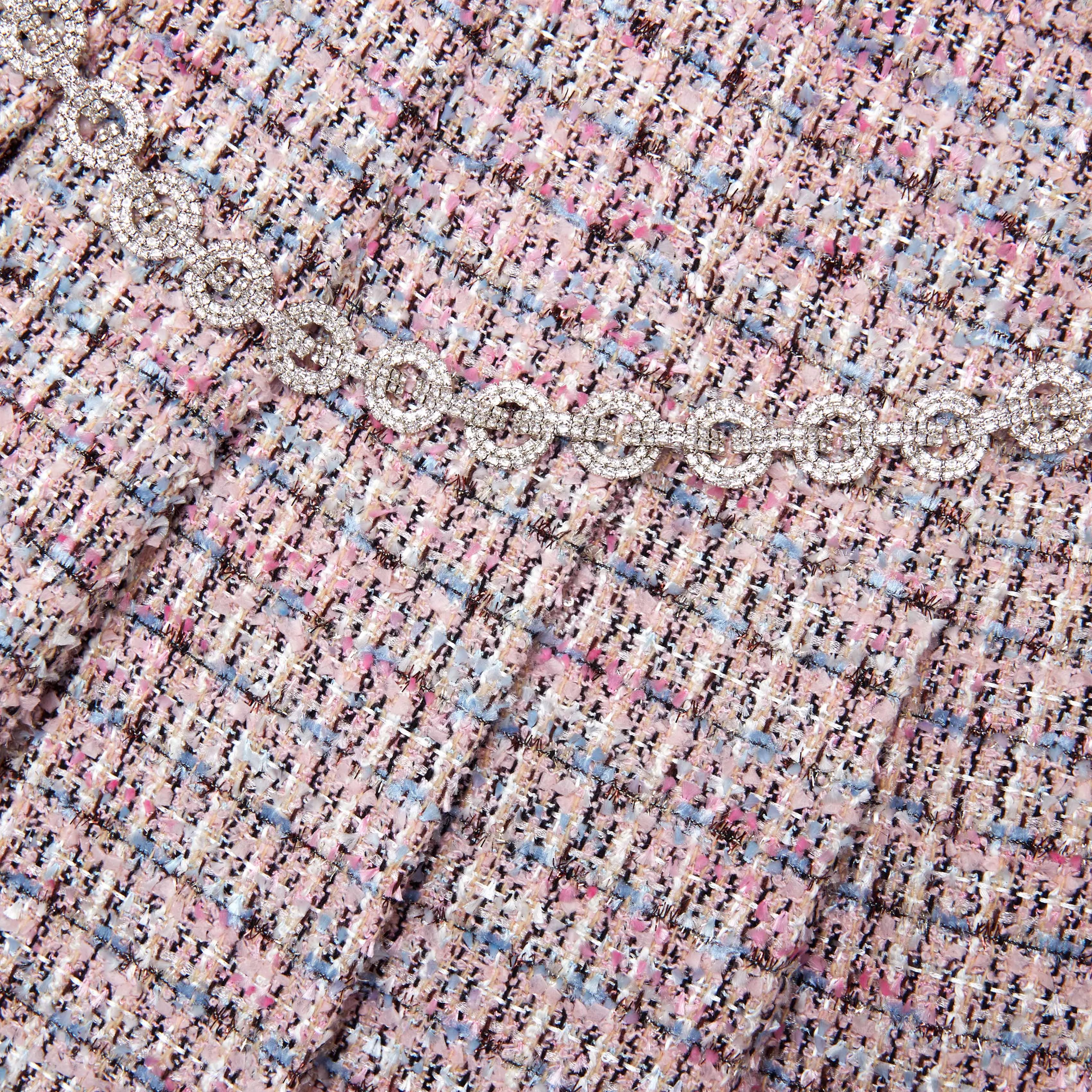 Pink Boucle Crystal Belt Mini Skirt sold by Self-Portrait product image thumbnail 5