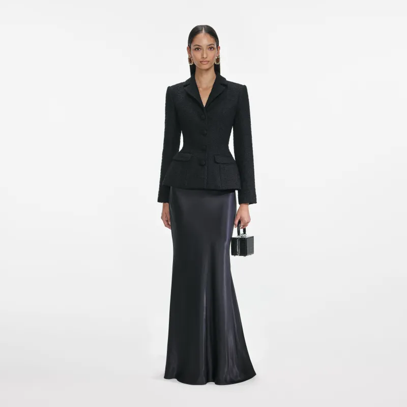 Black Tailored Boucle Maxi Dress made by Self-Portrait