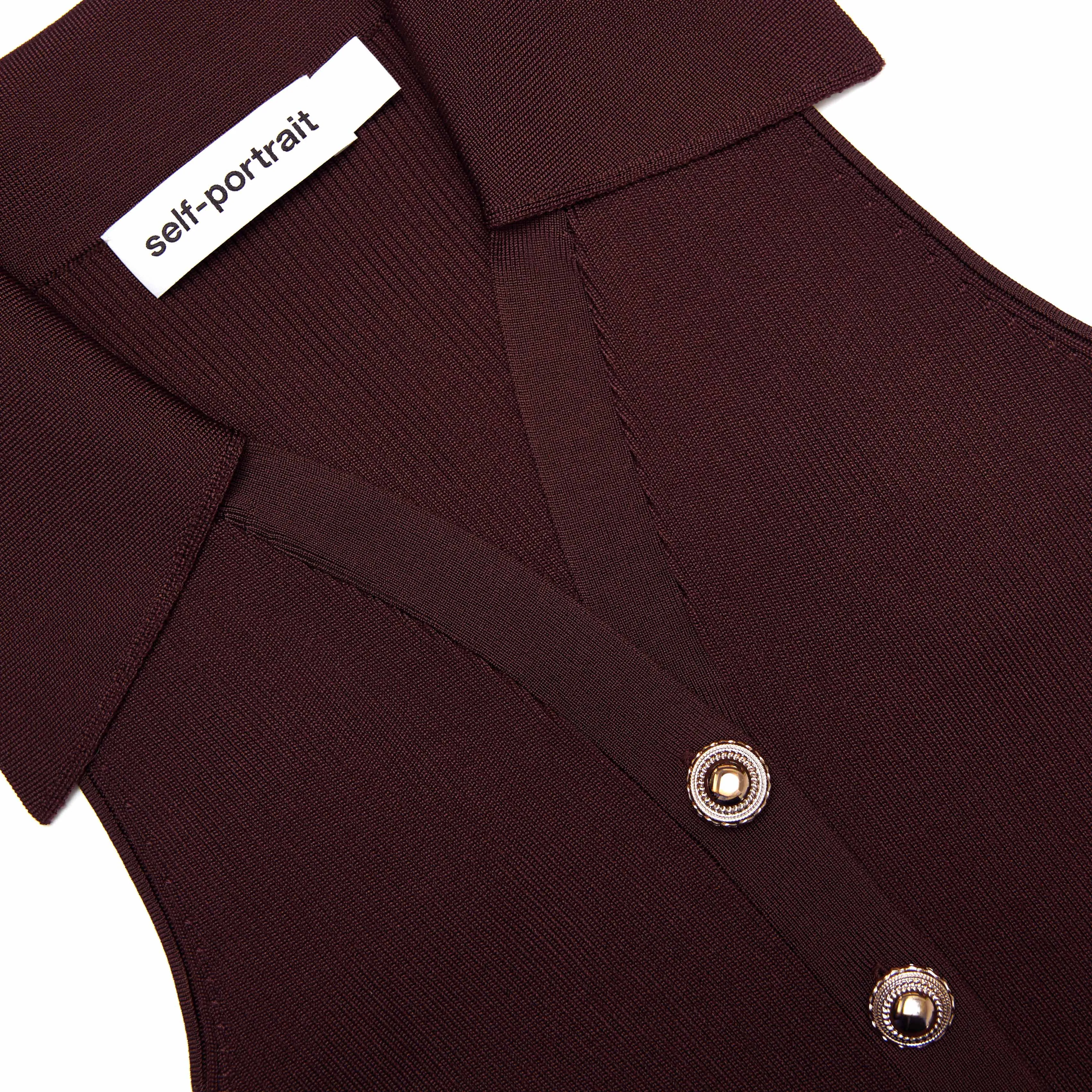 Brown Ribbed Collared Knit Midi Dress sold by Self-Portrait product image thumbnail 5