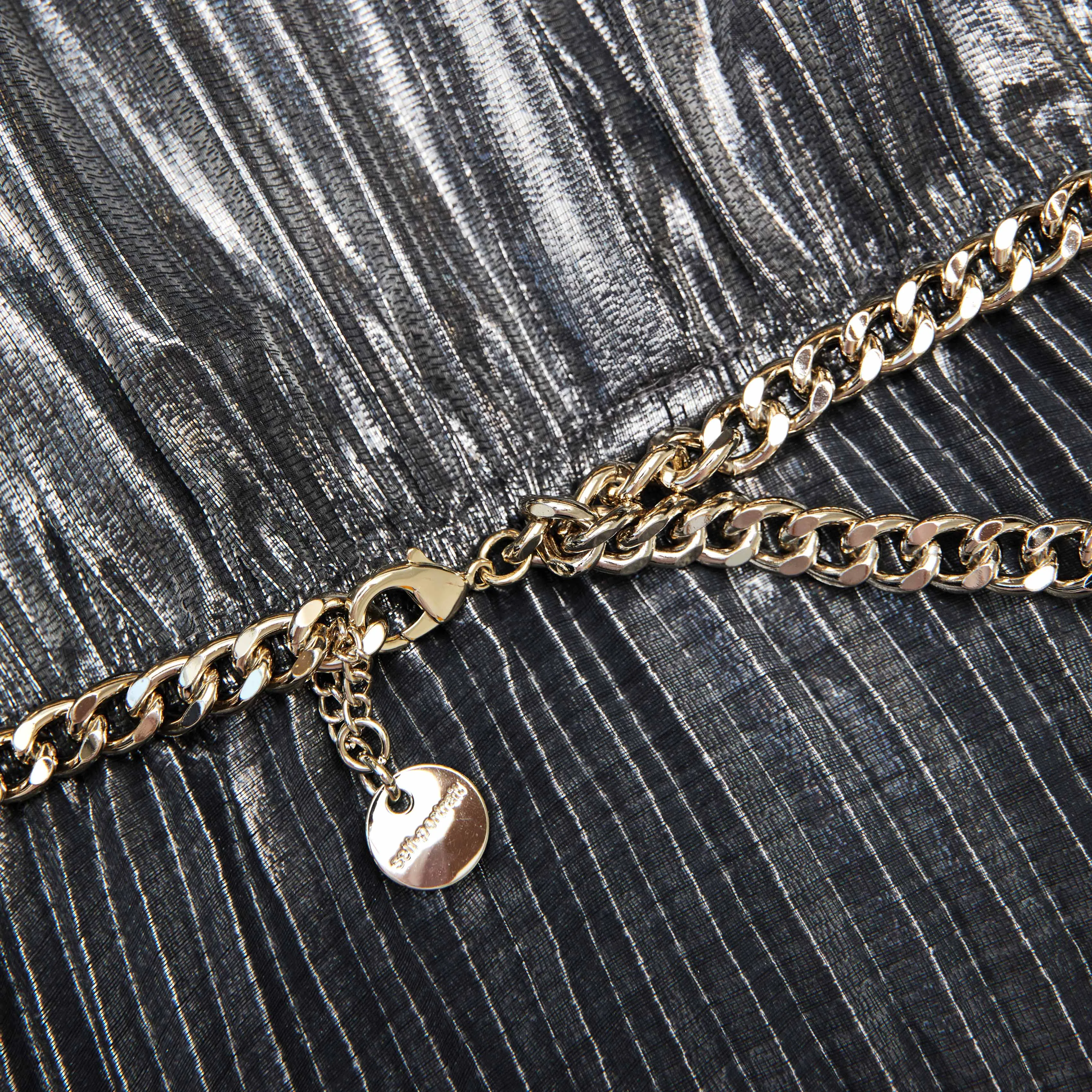 Grey Metallic Tie Neck Maxi Dress sold by Self-Portrait product image thumbnail 5