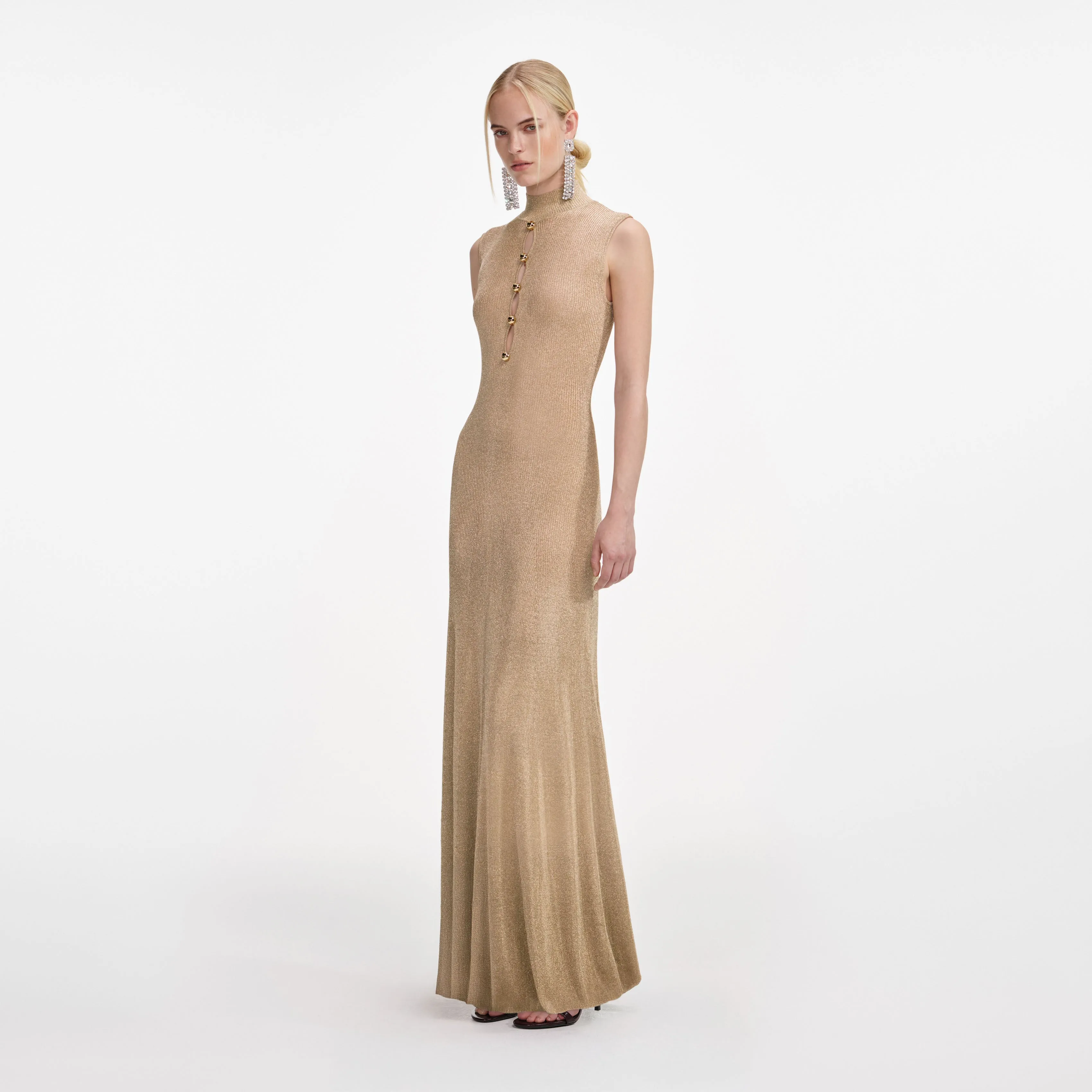 Gold Lurex Knit Maxi Dress sold by Self-Portrait product image thumbnail 2