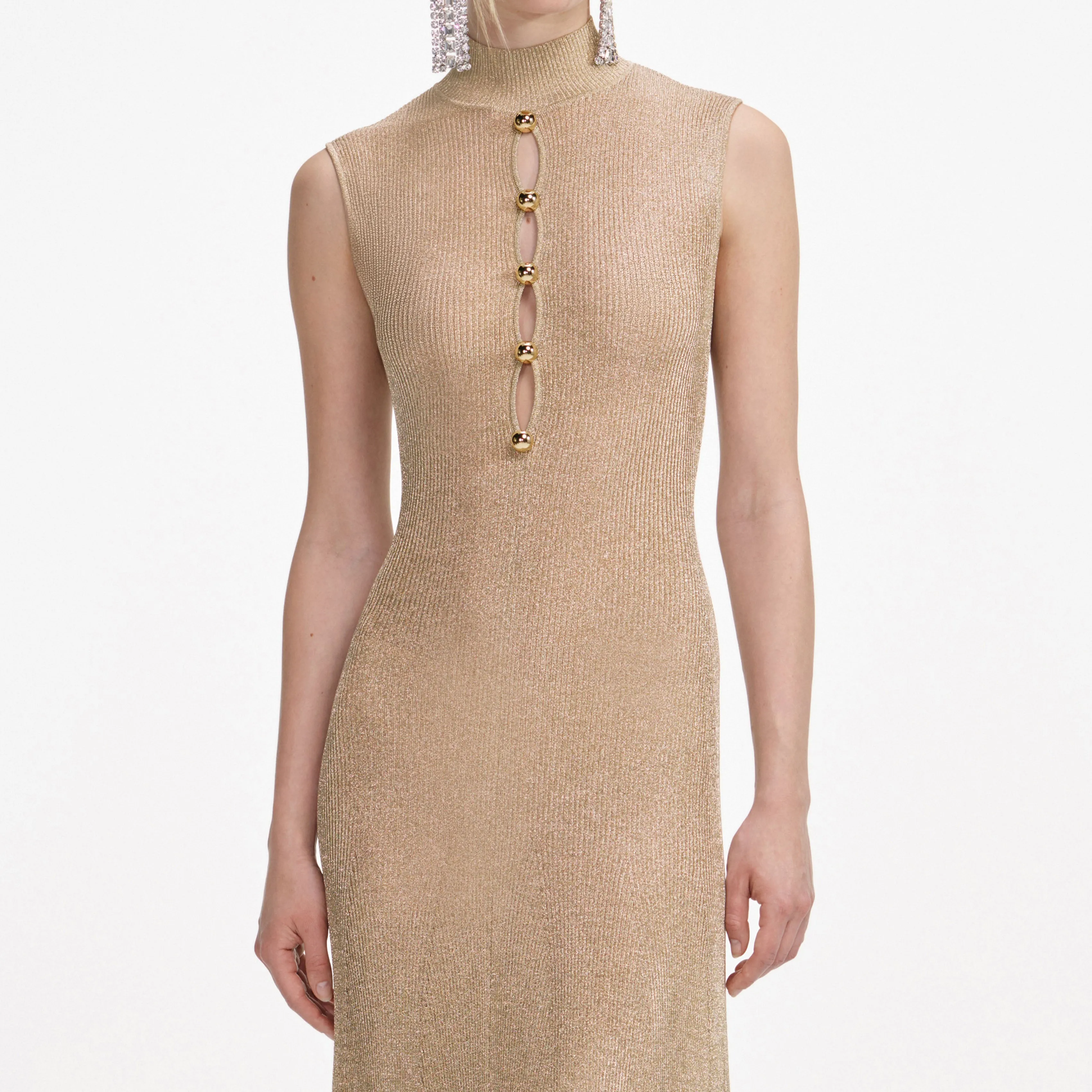 Gold Lurex Knit Maxi Dress sold by Self-Portrait product image thumbnail 4