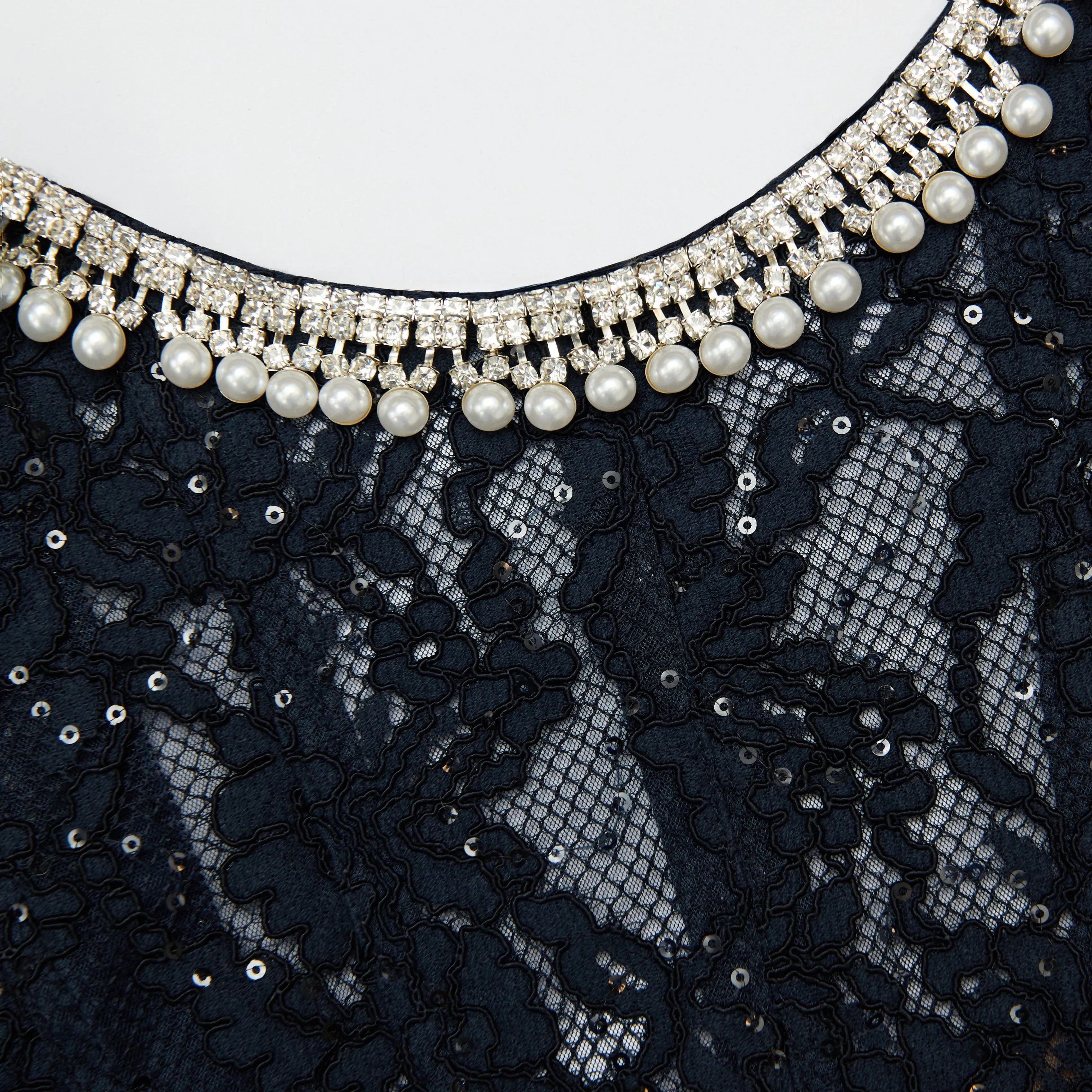 Navy Lace Embellished Midi Dress sold by Self-Portrait product image thumbnail 5