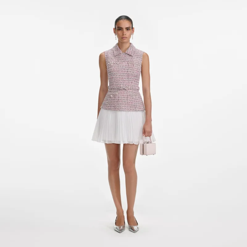 Pink Boucle Chiffon Mini Dress made by Self-Portrait
