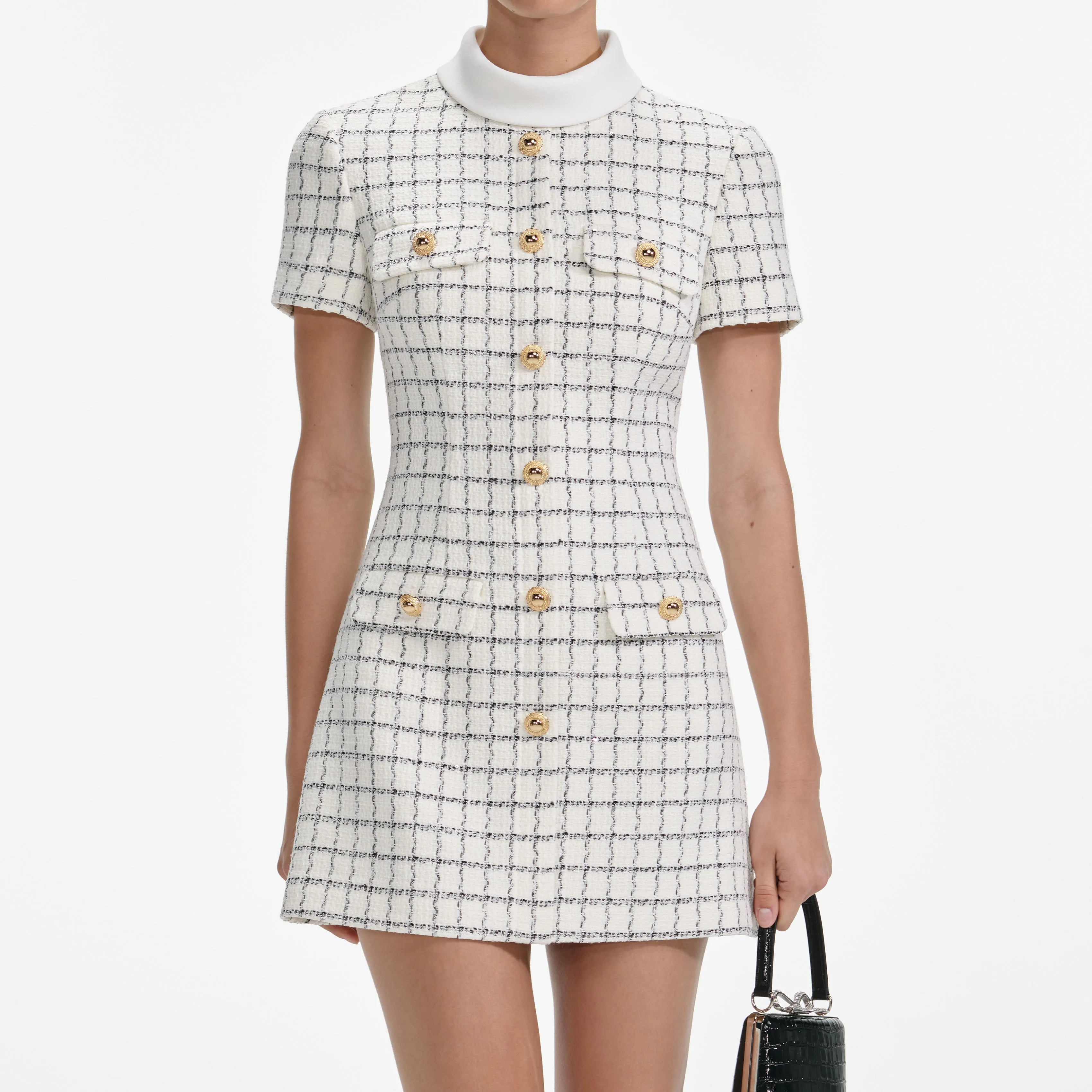 Check Boucle Mini Dress sold by Self-Portrait product image thumbnail 4
