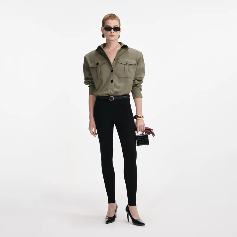 Black Belted Knit Leggings made by Self-Portrait