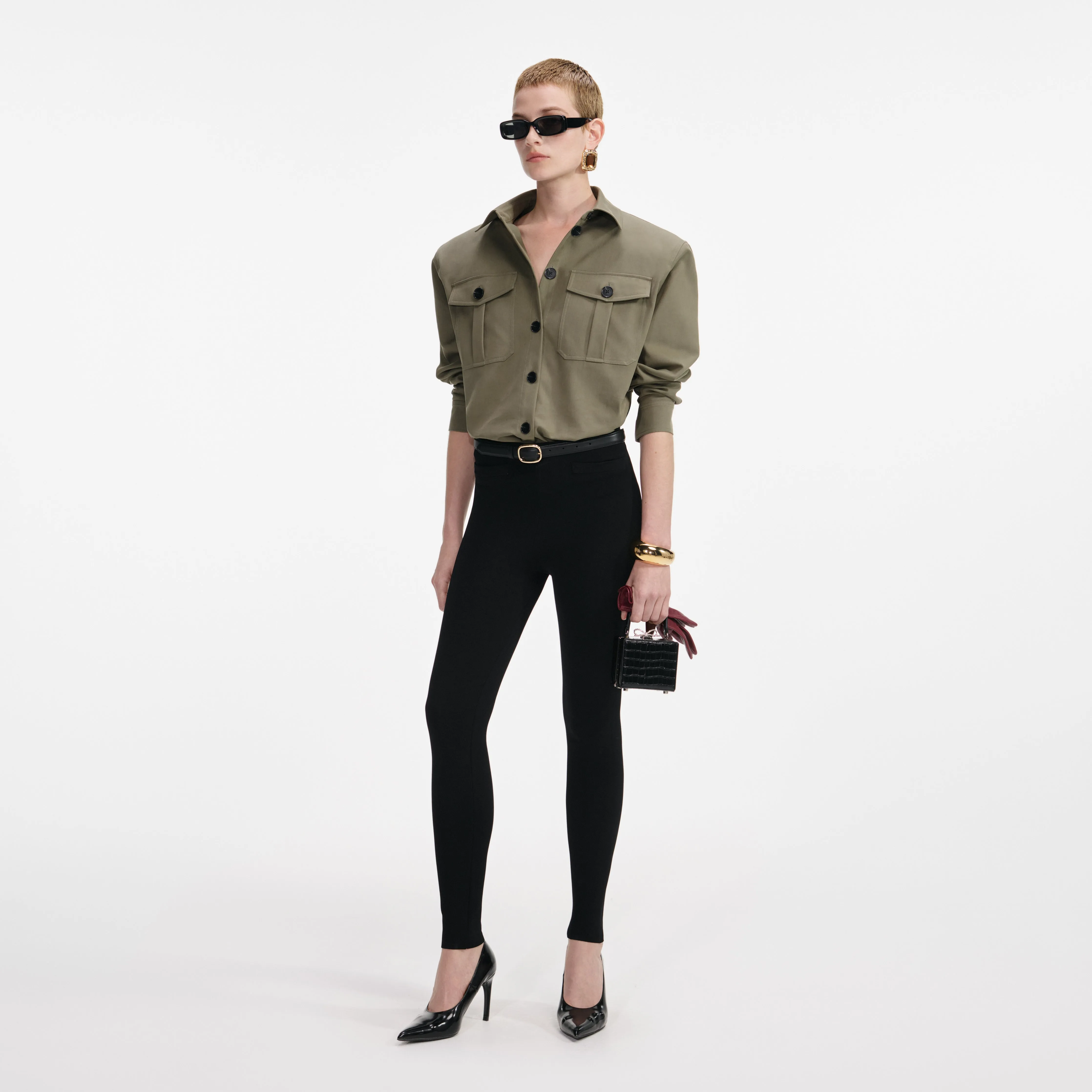 Black Belted Knit Leggings sold by Self-Portrait product image thumbnail 2