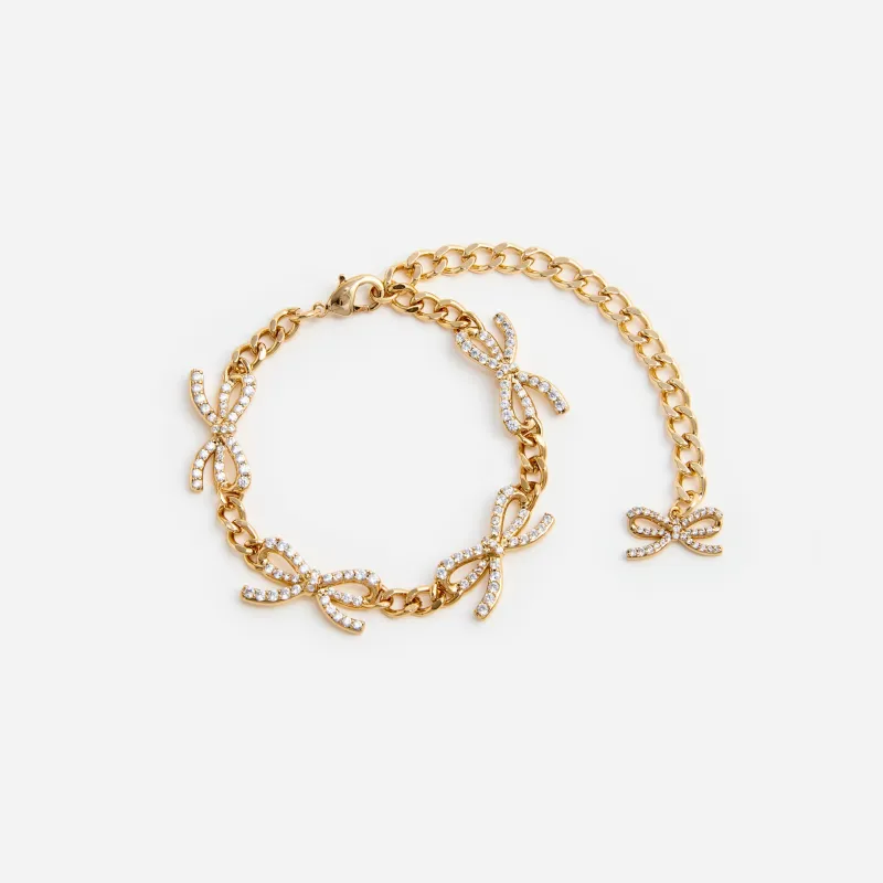 Gold Crystal Bow Bracelet made by Self-Portrait