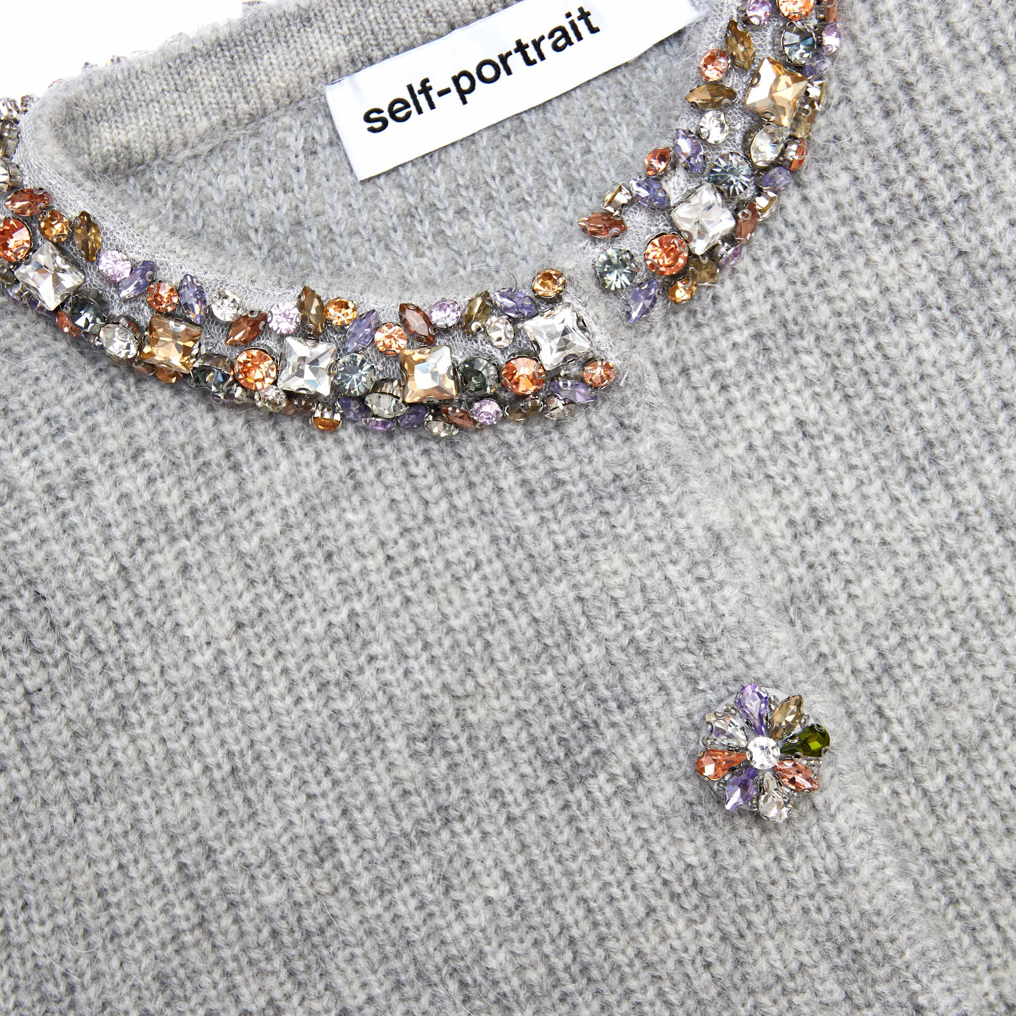 Grey Embellished Trim Knit Top sold by Self-Portrait product image thumbnail 5
