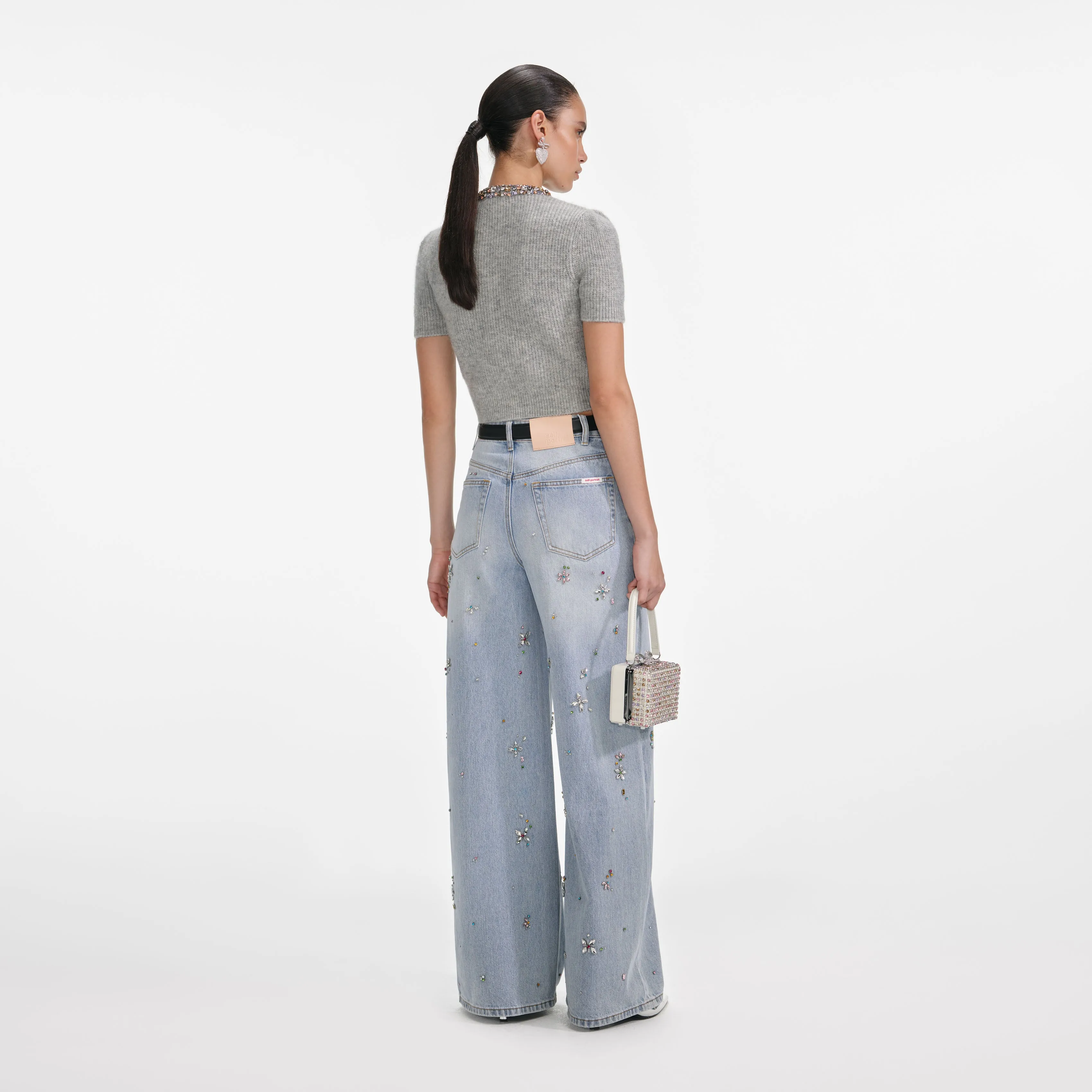 Grey Embellished Trim Knit Top sold by Self-Portrait product image thumbnail 3