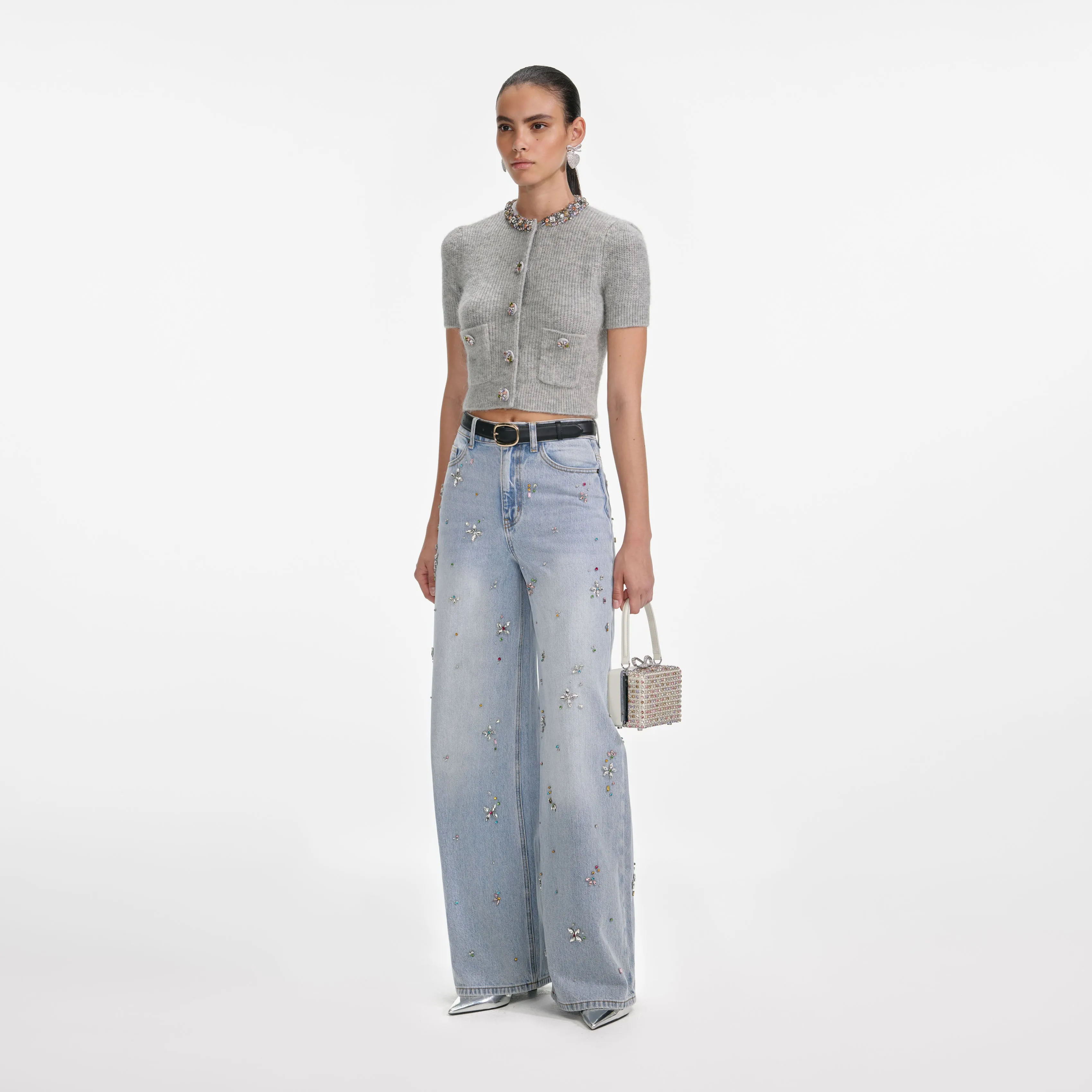 Grey Embellished Trim Knit Top sold by Self-Portrait product image thumbnail 2
