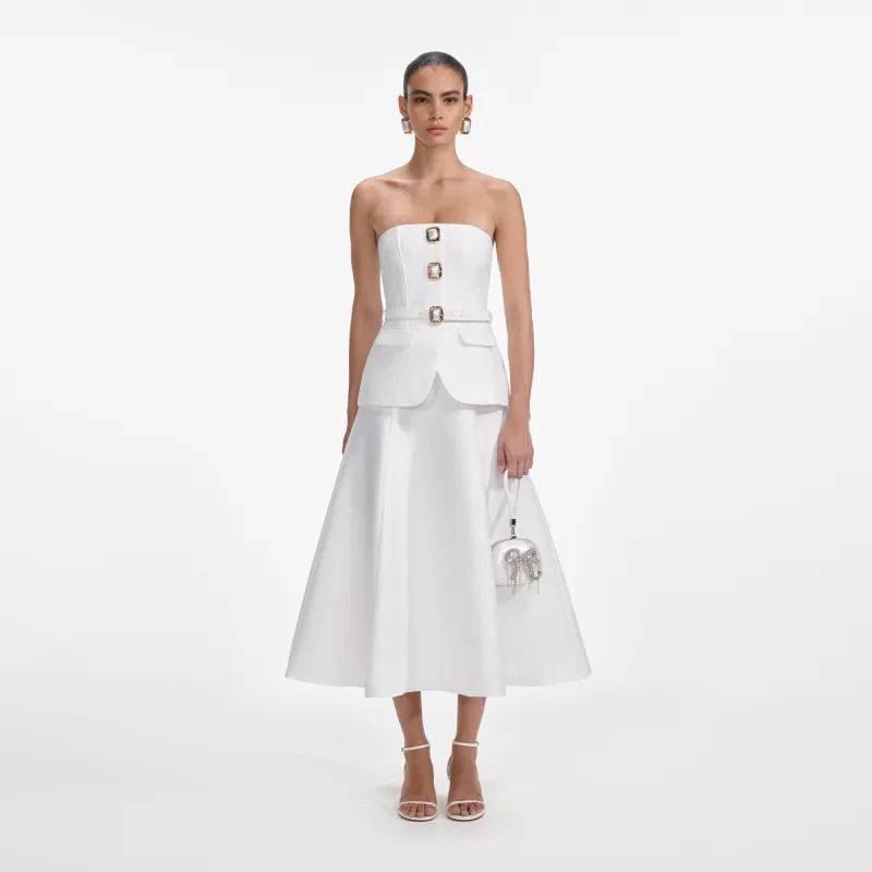 White Taffeta Bandeau Midi Dress made by Self-Portrait