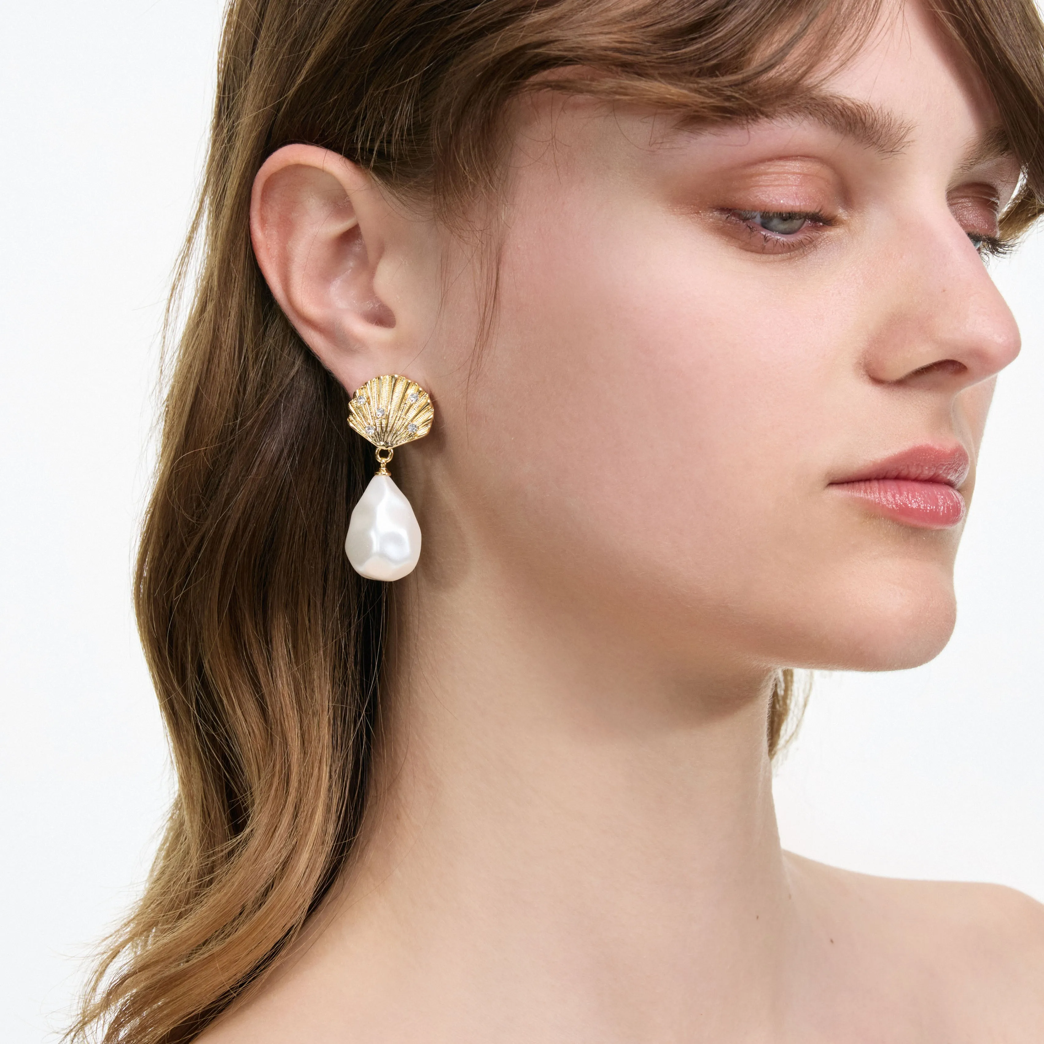 Tiered Shell Earrings sold by Self-Portrait product image thumbnail 2