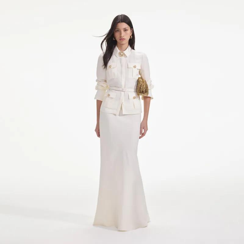 Cream Linen Maxi Dress made by Self-Portrait