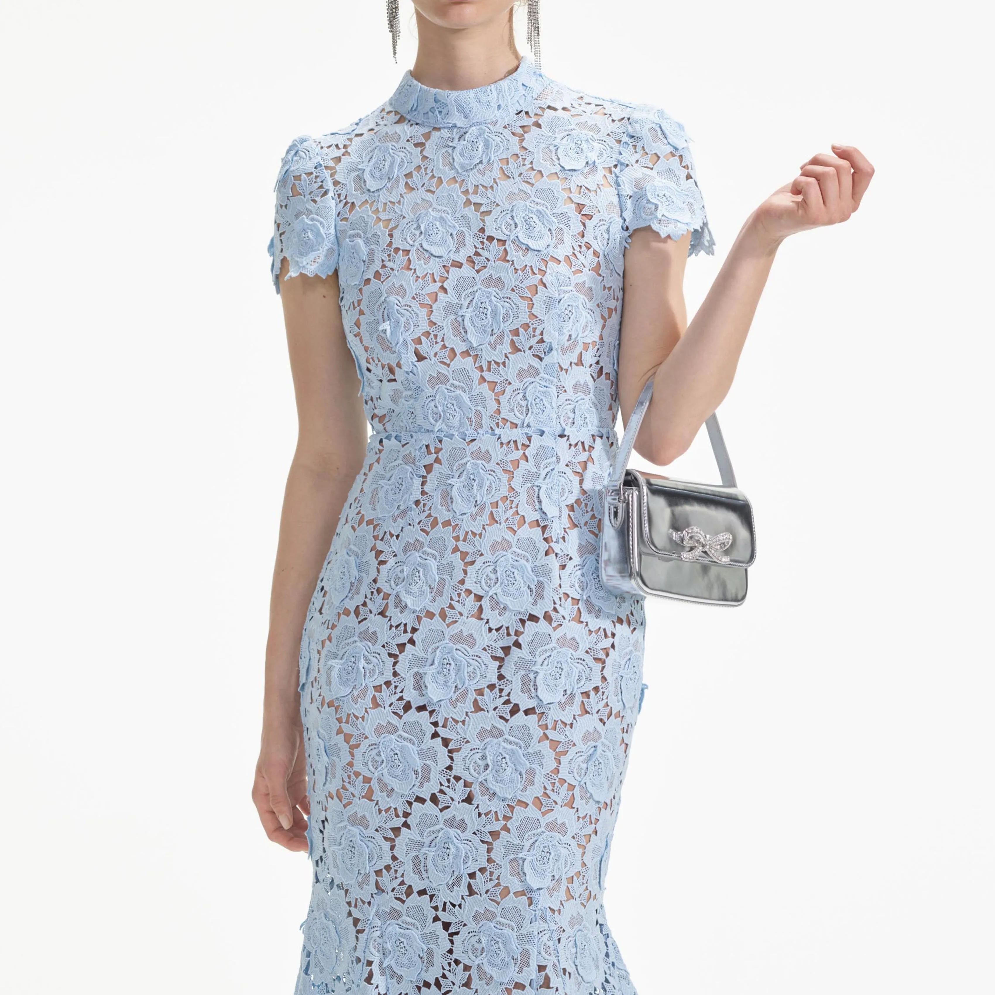 Blue Flower Lace Midi Dress sold by Self-Portrait product image thumbnail 4