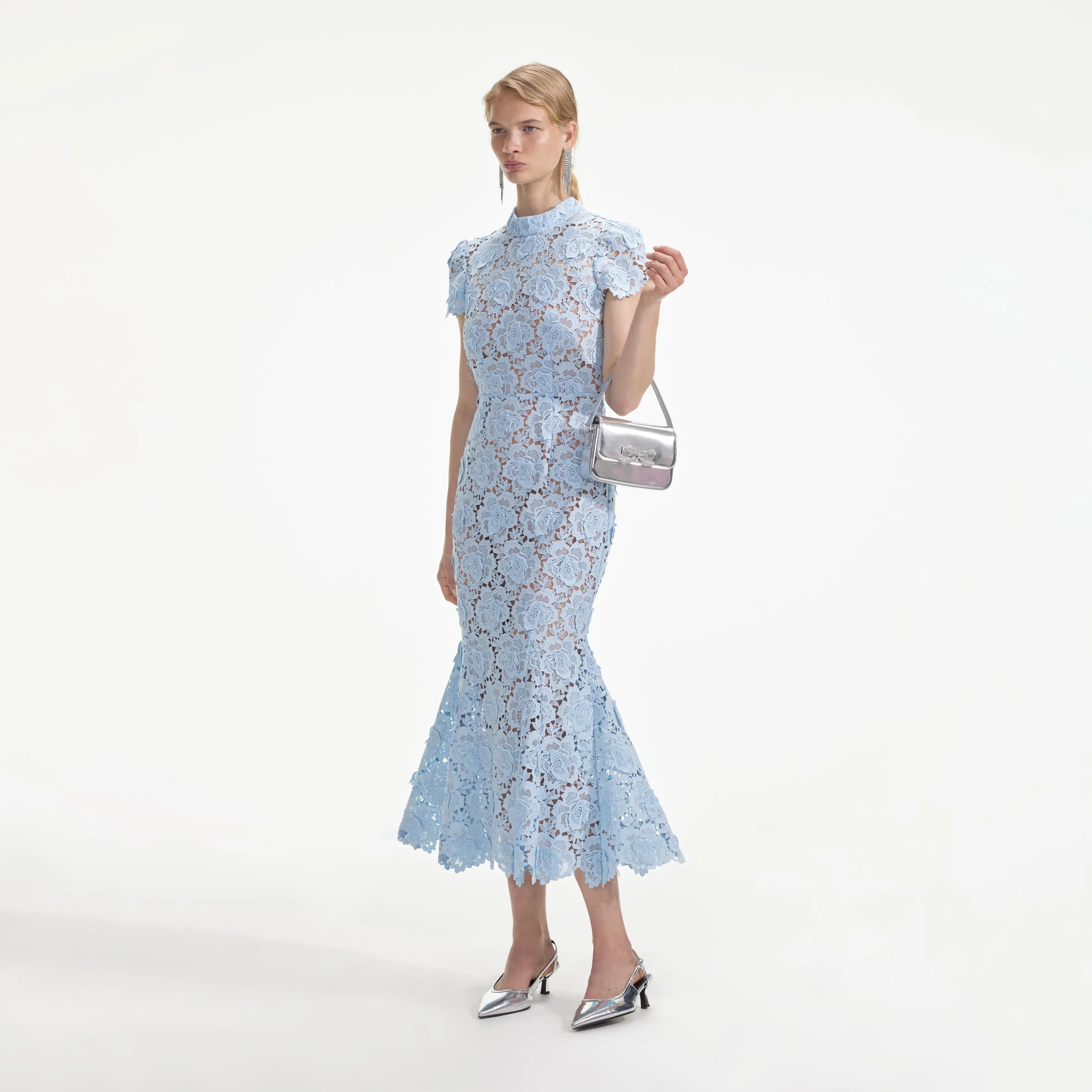 Blue Flower Lace Midi Dress sold by Self-Portrait product image thumbnail 2