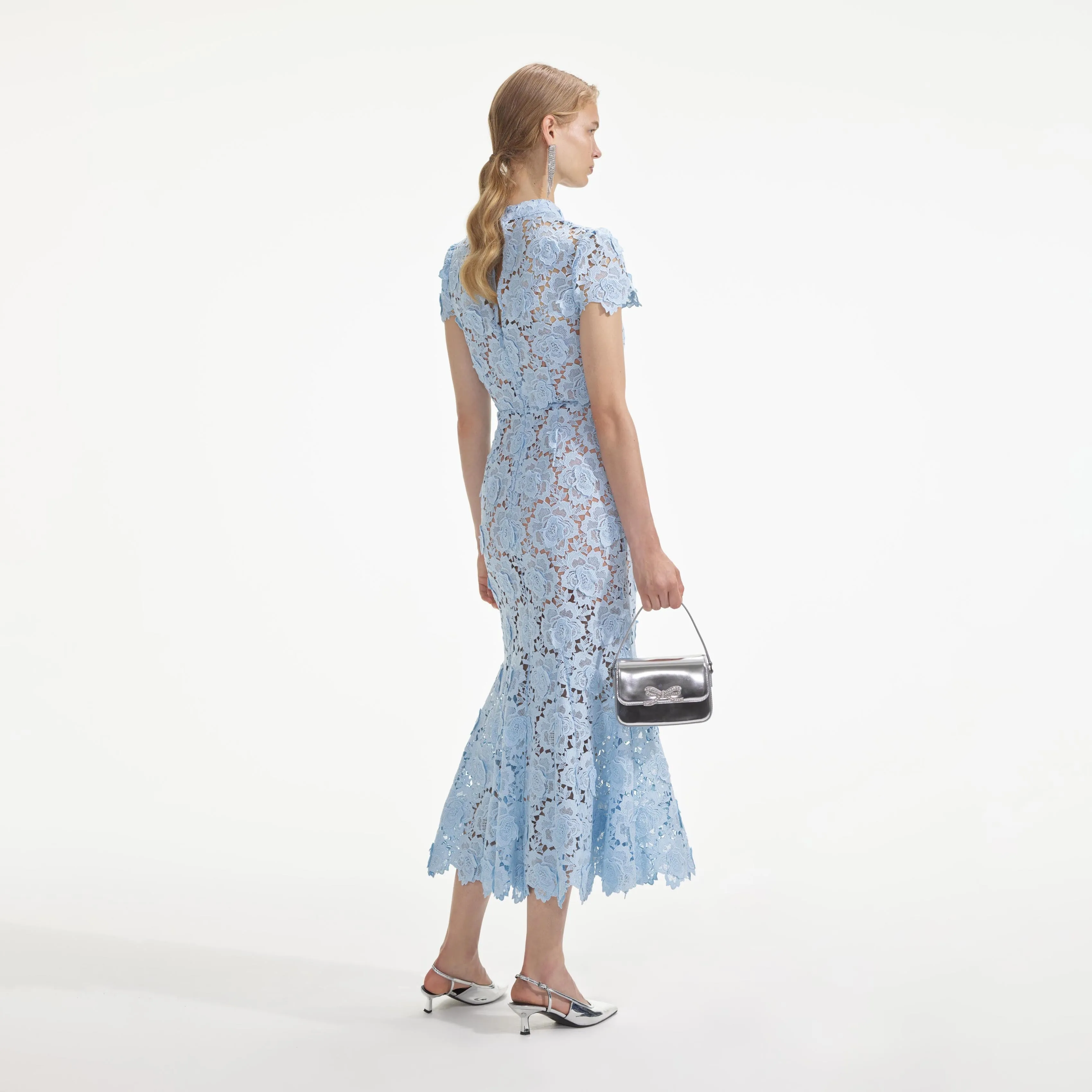Blue Flower Lace Midi Dress sold by Self-Portrait product image thumbnail 3