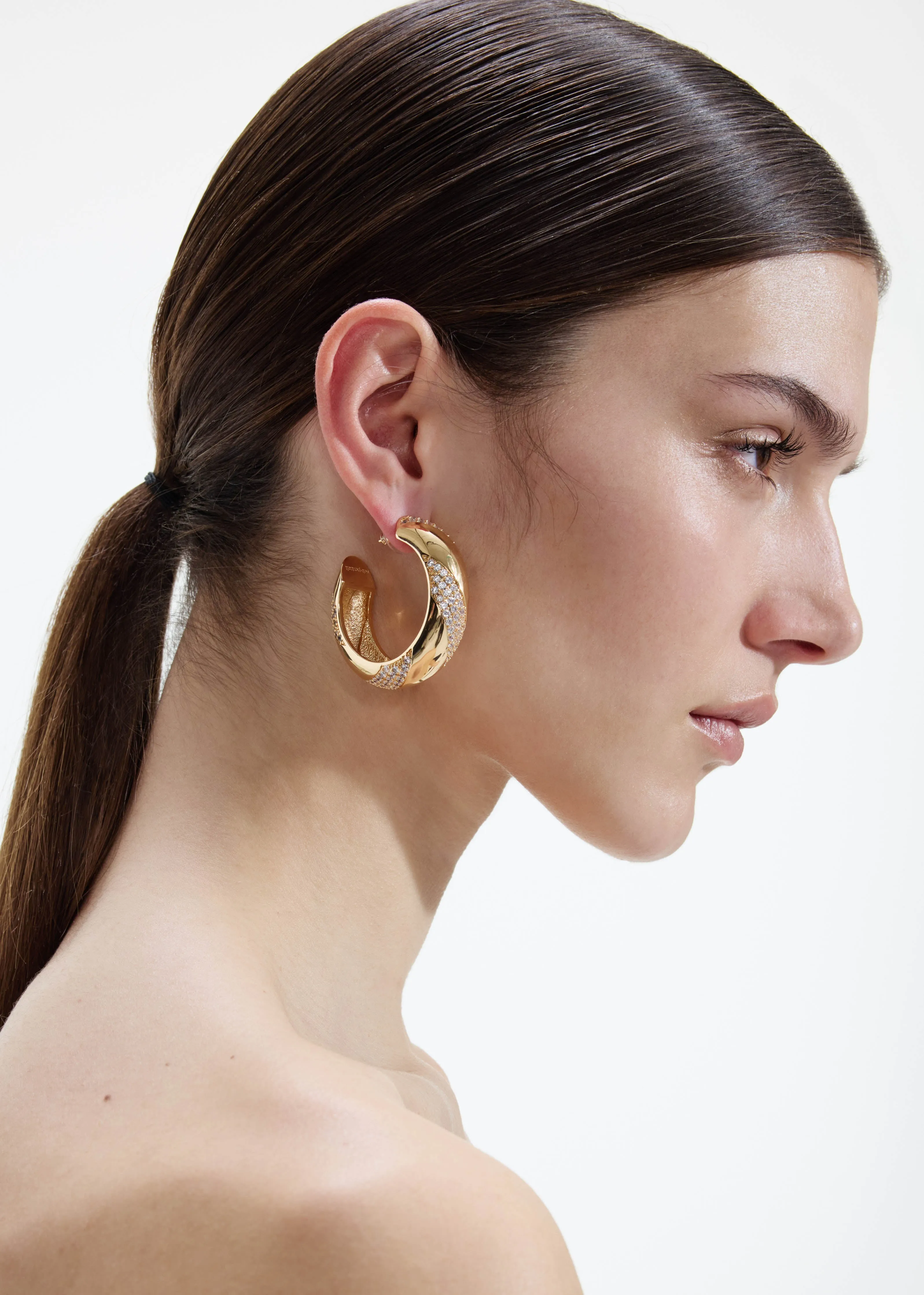 Gold And Crystal Hoop Earrings sold by Self-Portrait product image thumbnail 4