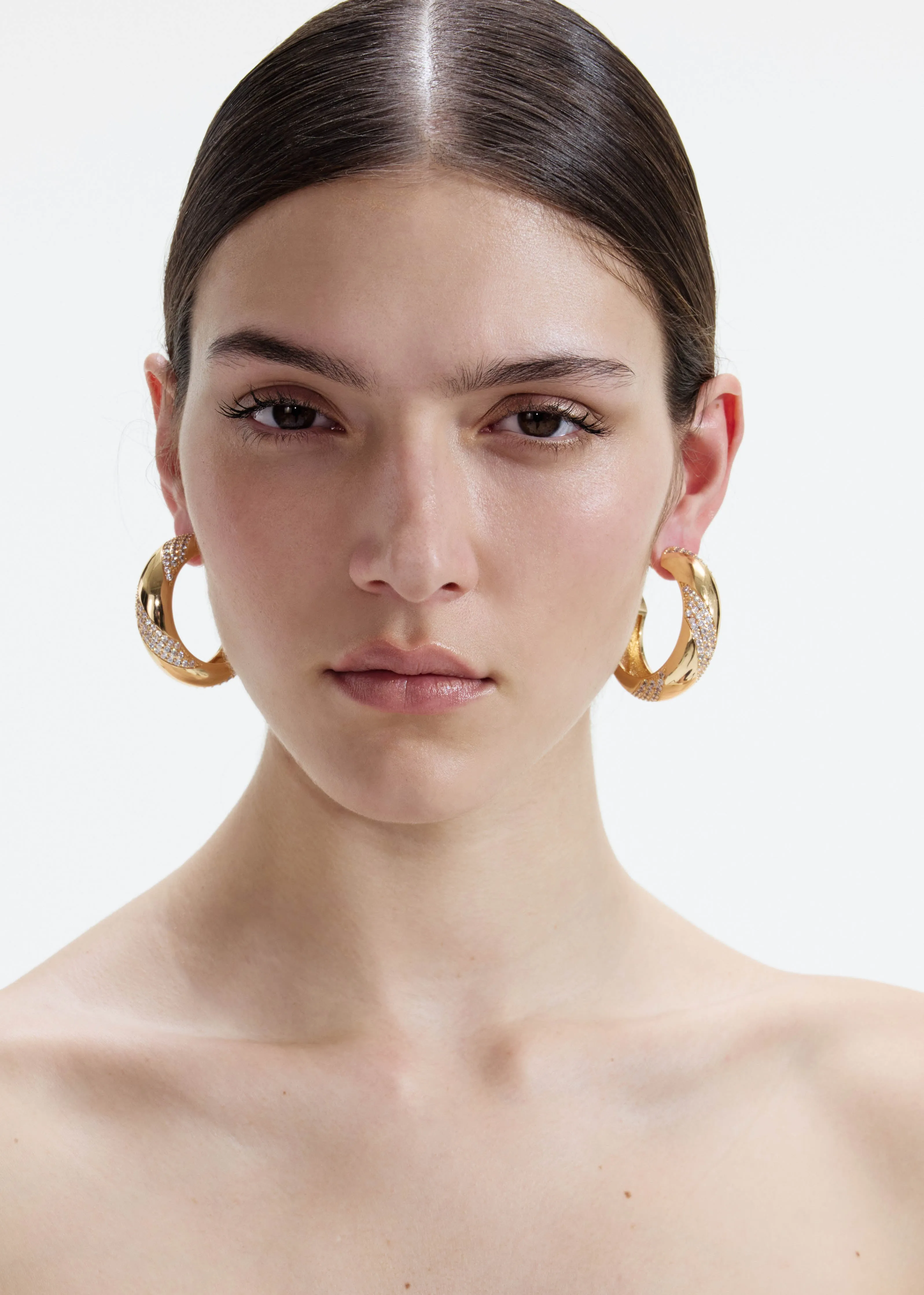 Gold And Crystal Hoop Earrings sold by Self-Portrait product image thumbnail 2
