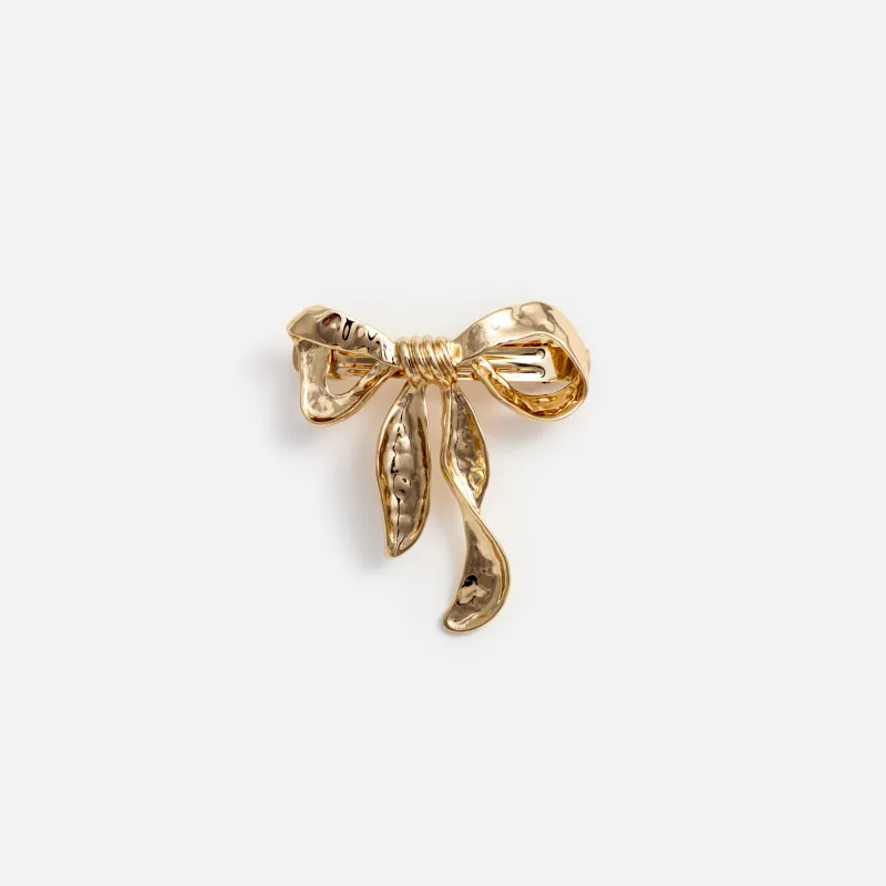 Mottled Gold Bow Hairclip made by Self-Portrait
