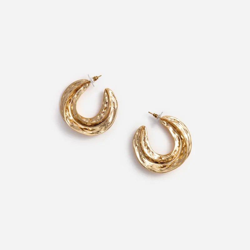 Gold Sculpted Hoop Earrings made by Self-Portrait