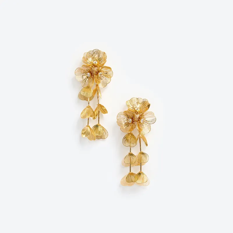 Gold Floral Earrings made by Self-Portrait