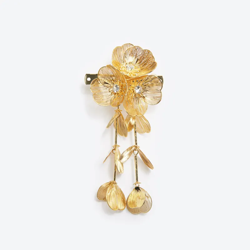 Gold Floral Hairclip made by Self-Portrait
