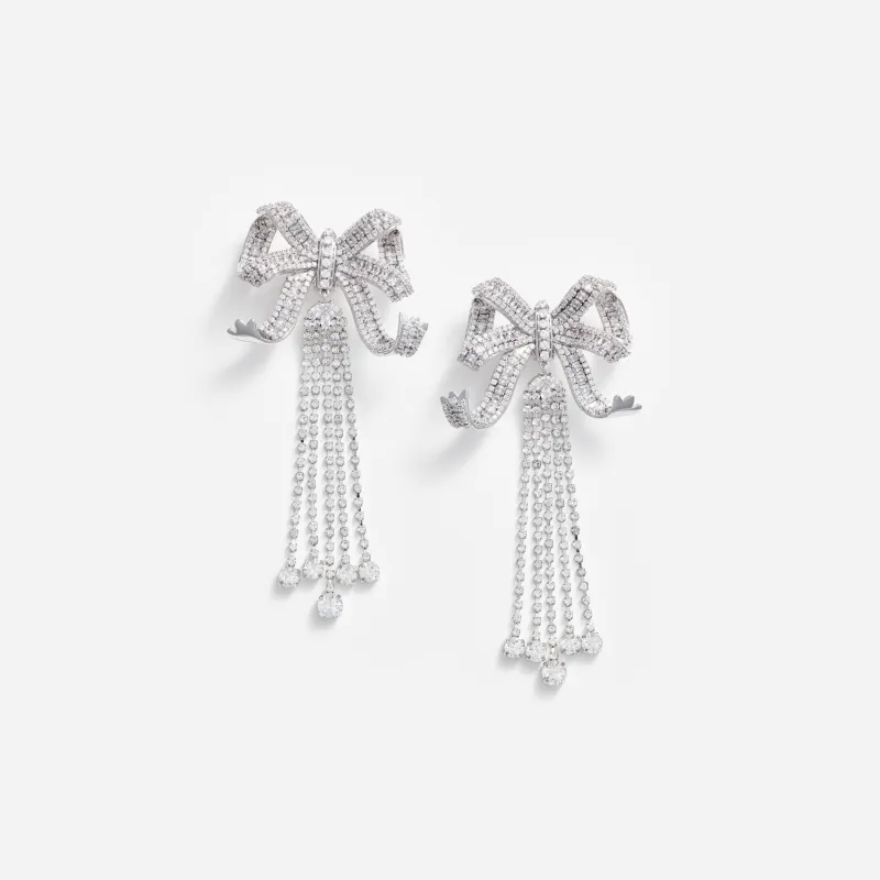 Large Crystal Bow Droplet Earrings made by Self-Portrait