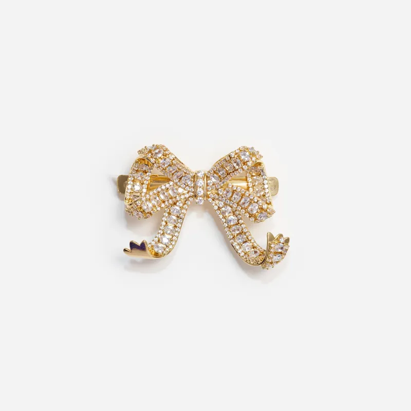 Gold Crystal Bow Hair Clip made by Self-Portrait
