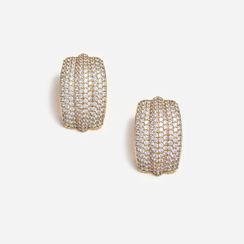 Gold Crystal Ridged Earrings made by Self-Portrait