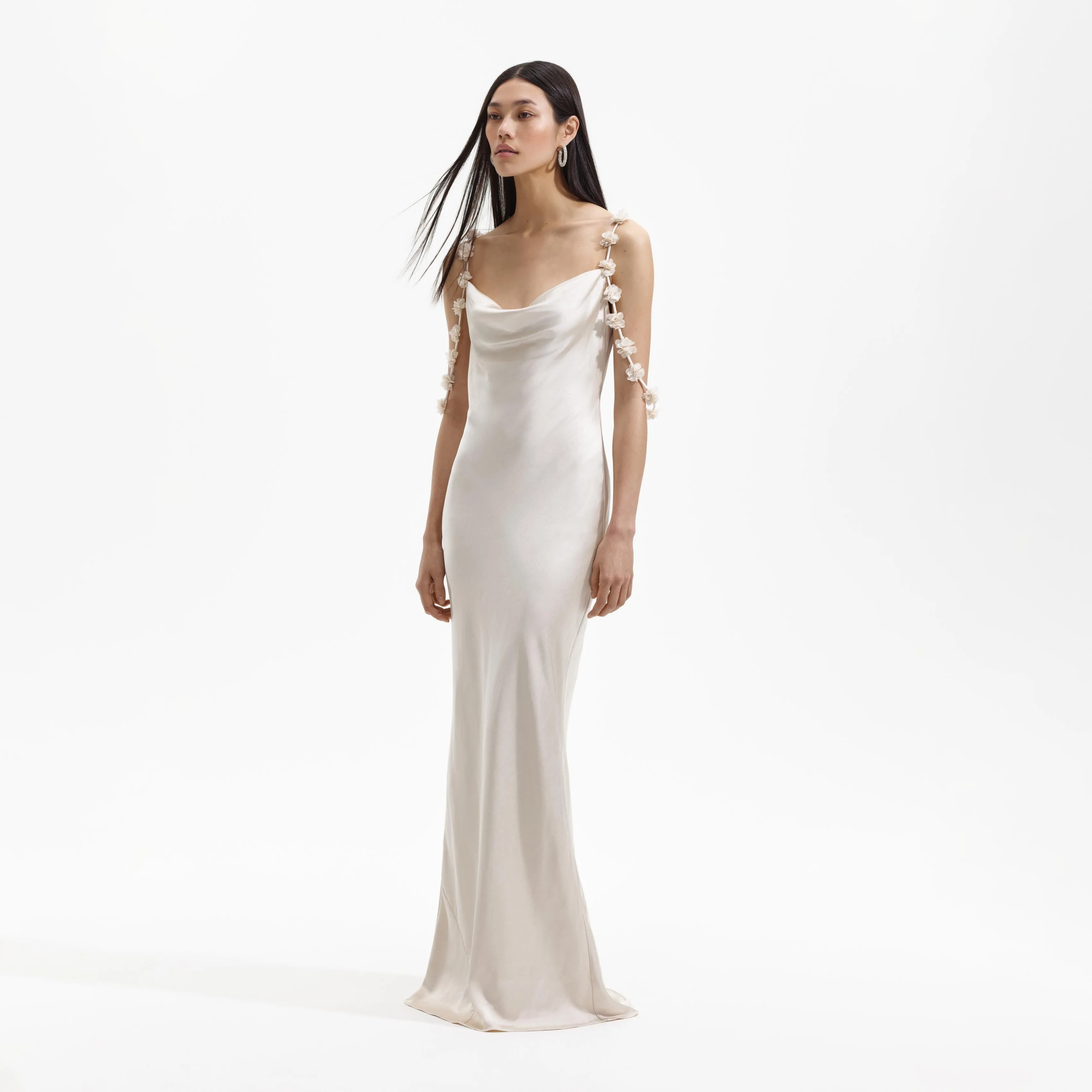 Champagne Satin Flower Maxi Dress sold by Self-Portrait product image thumbnail 2
