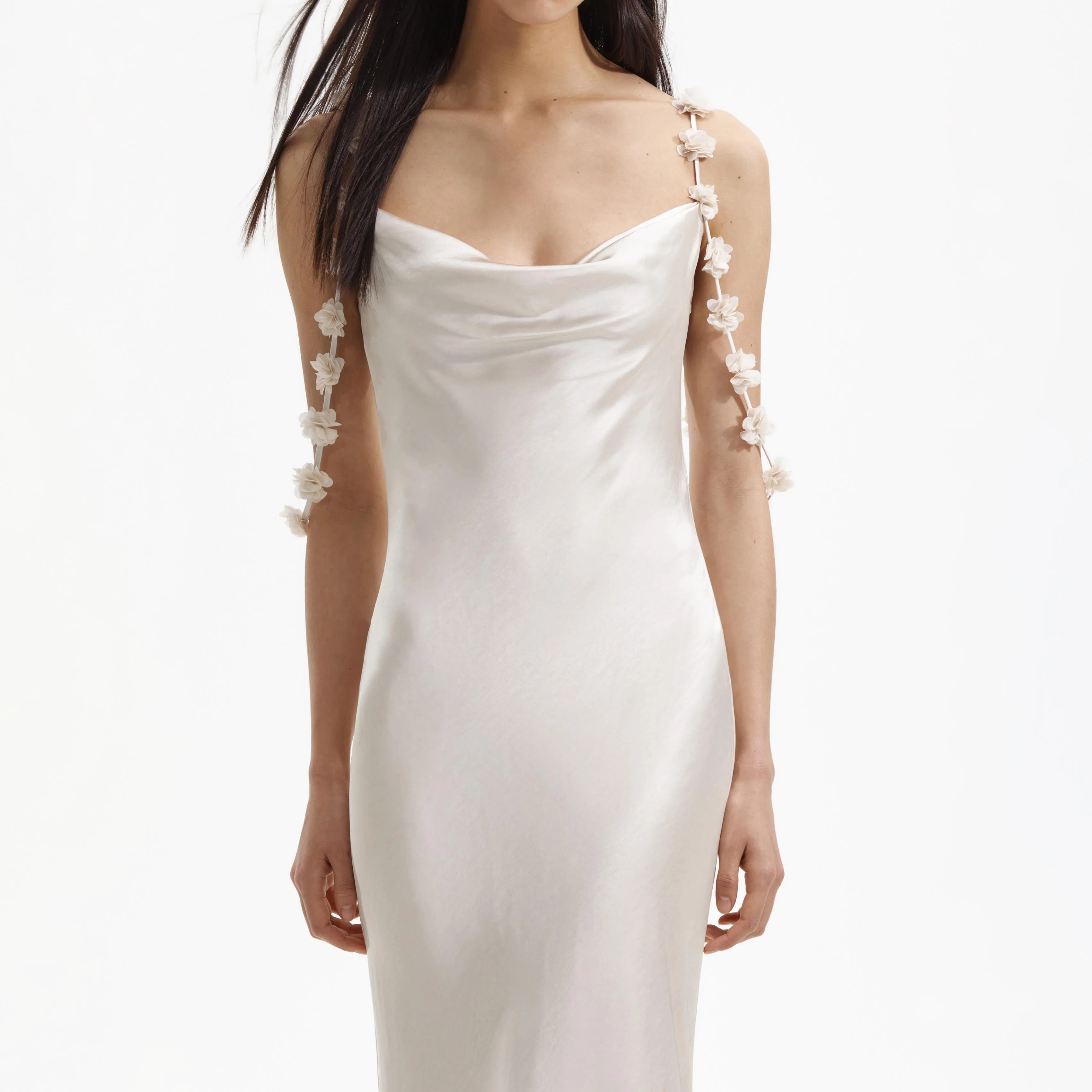 Champagne Satin Flower Maxi Dress sold by Self-Portrait product image thumbnail 4