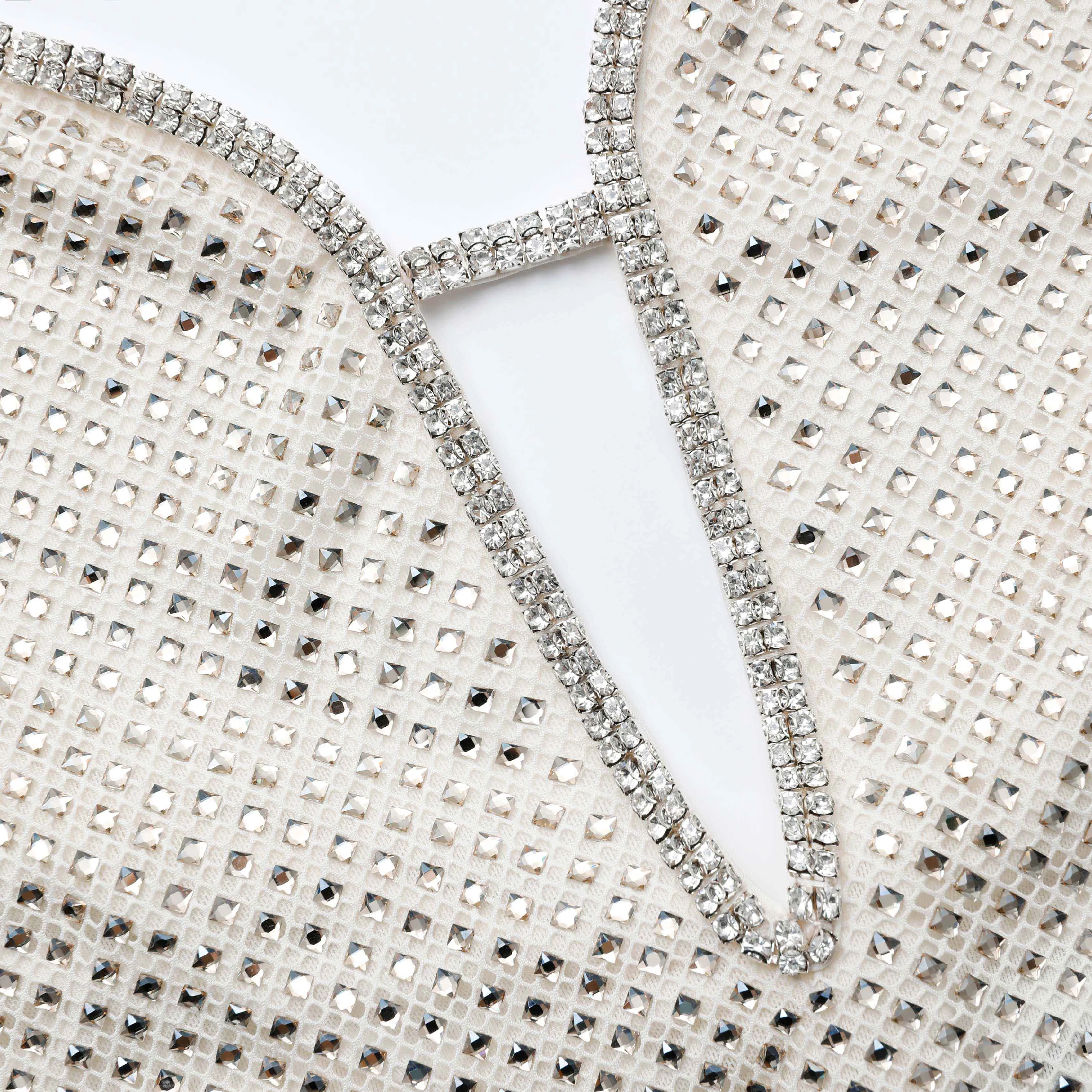 Cream Square Rhinestone Fishnet Maxi Dress sold by Self-Portrait product image thumbnail 5