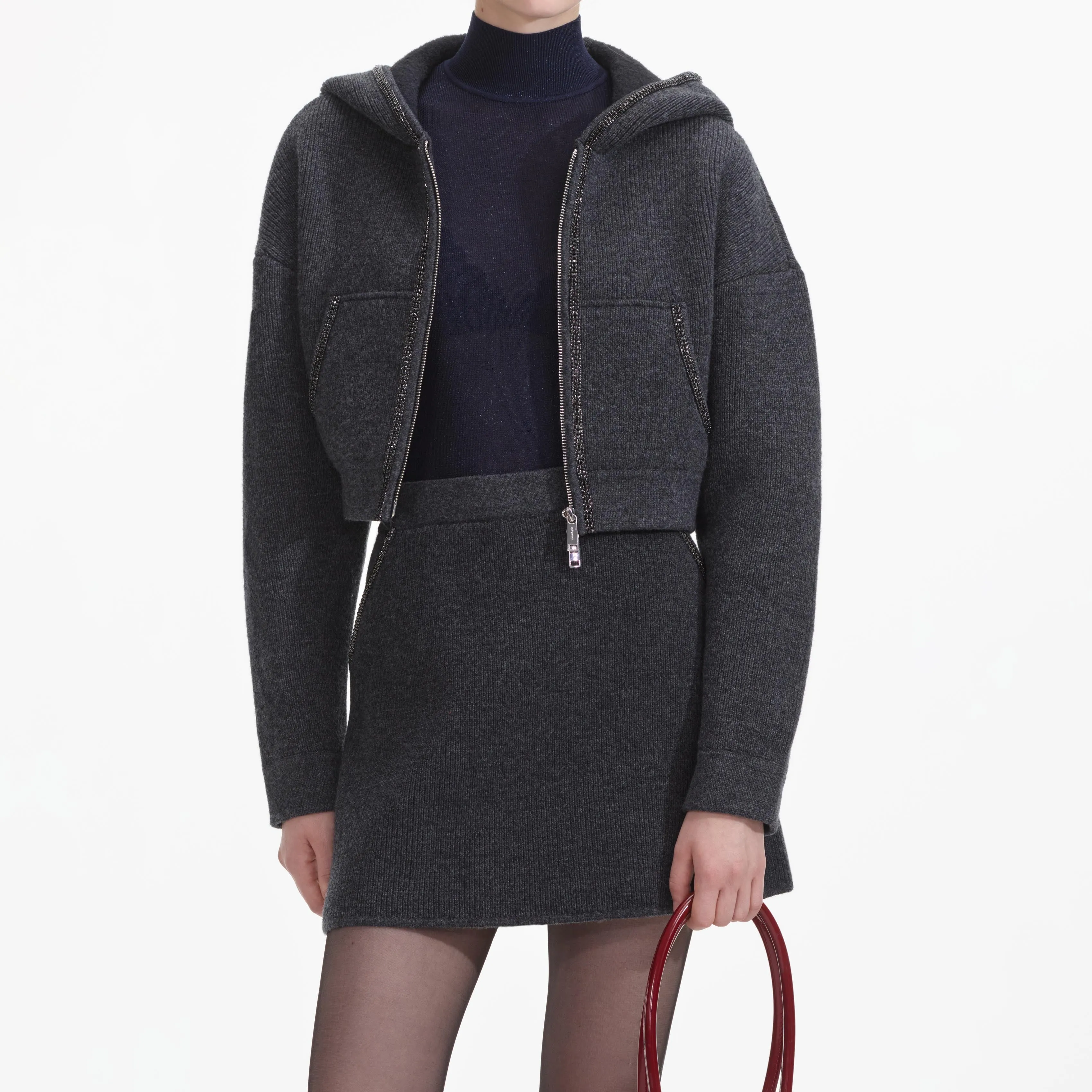 Grey Knit Mini Skirt sold by Self-Portrait product image thumbnail 4