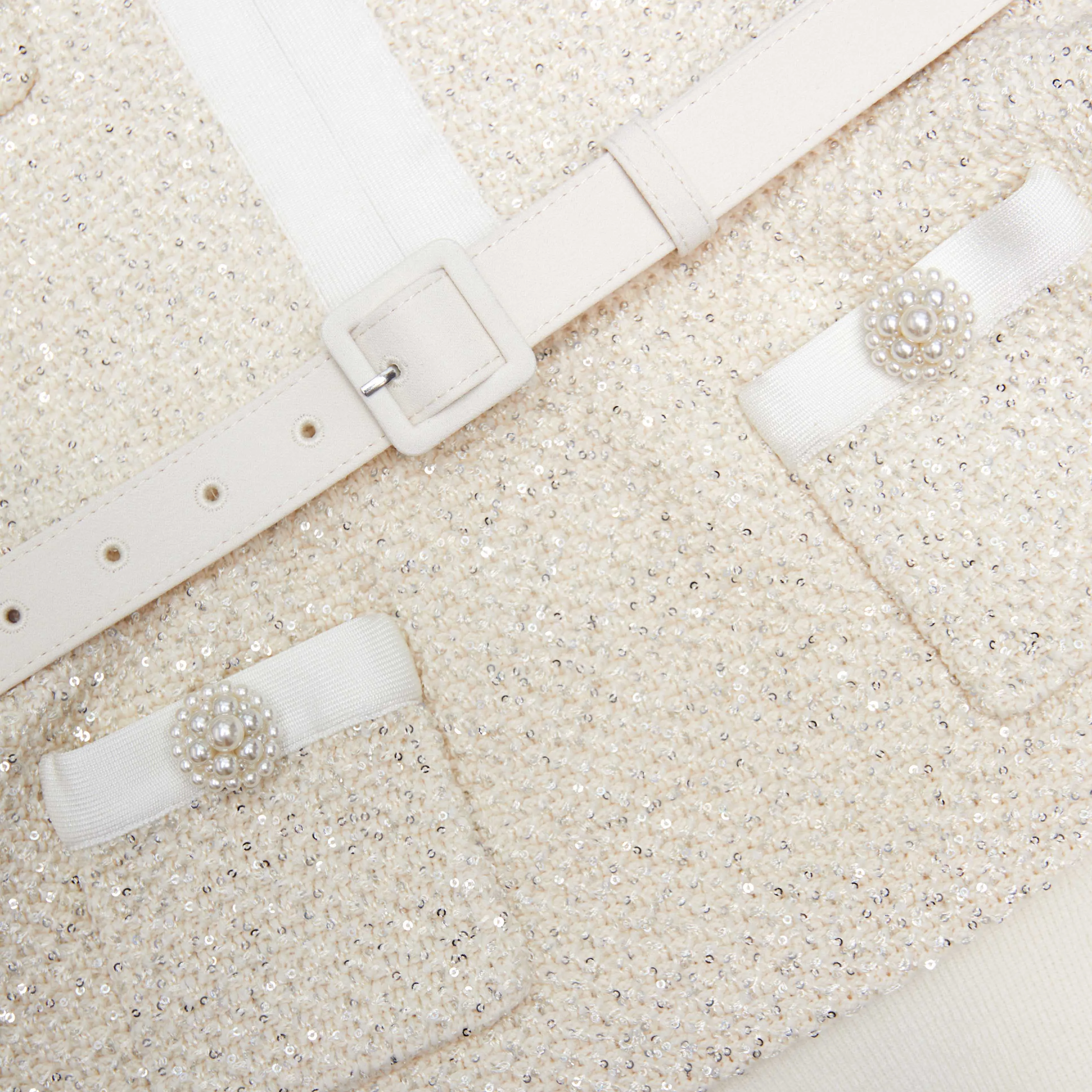 Cream Sequin Knit Mini Dress sold by Self-Portrait product image thumbnail 5