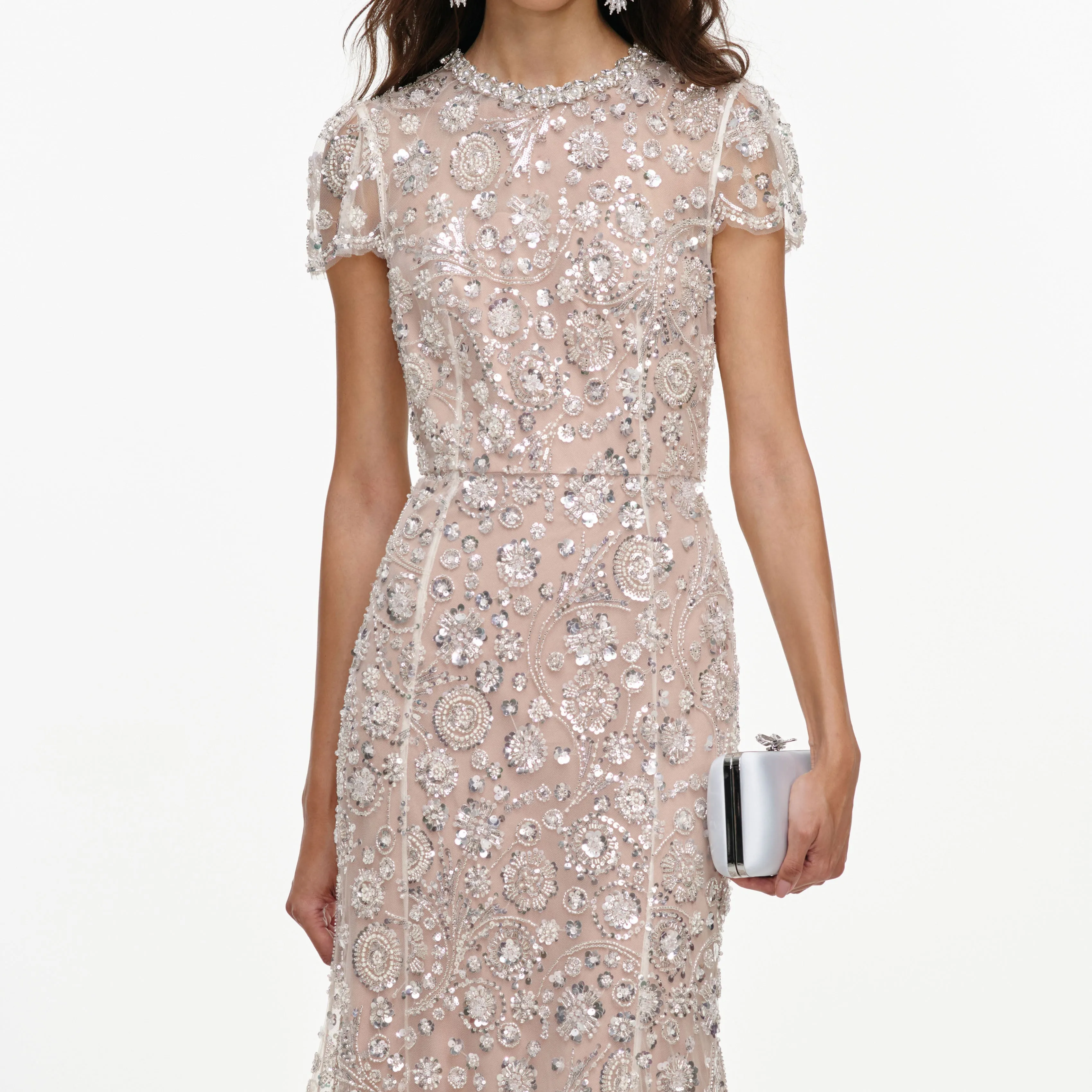 Cream Sequin Embellished Midi Dress sold by Self-Portrait product image thumbnail 4