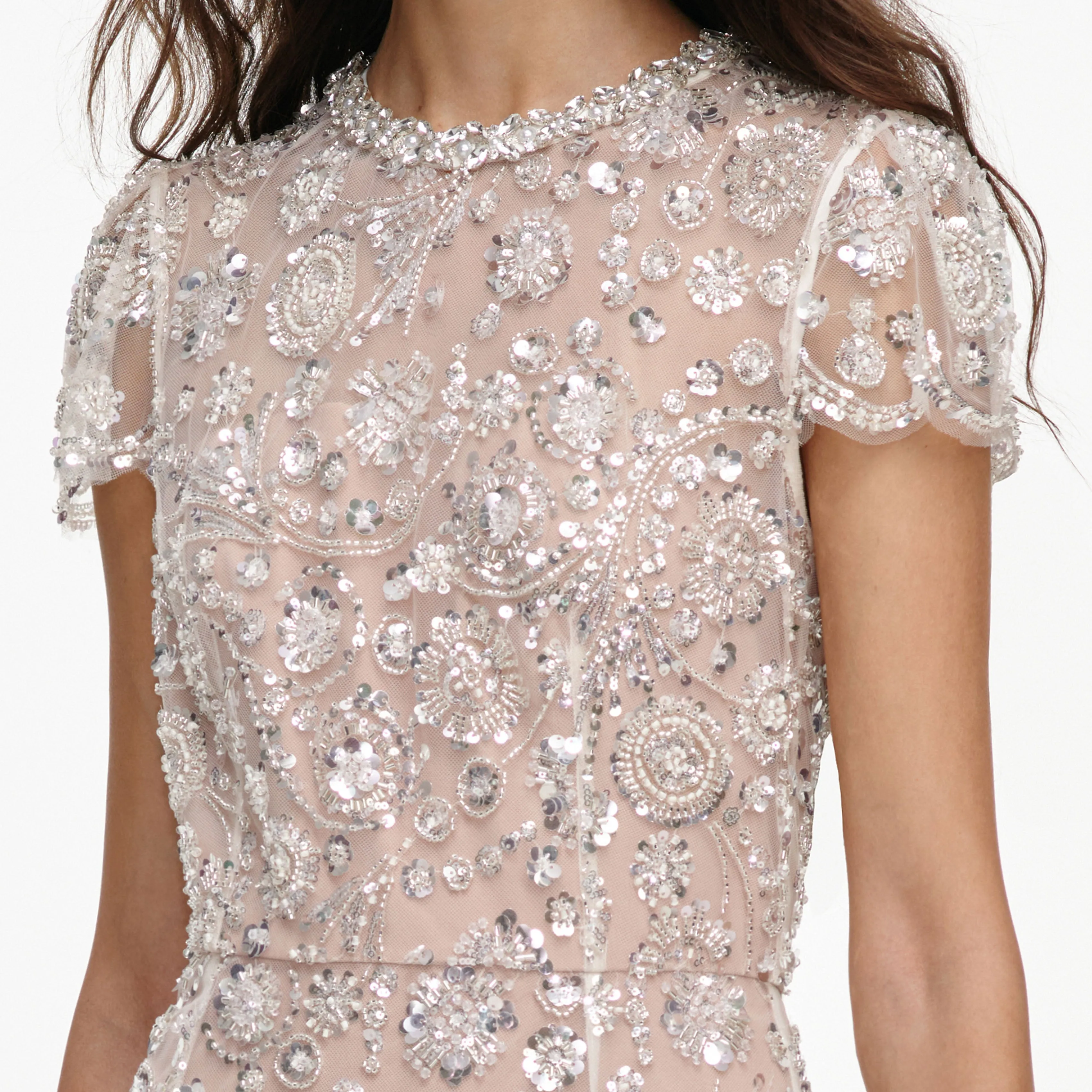 Cream Sequin Embellished Midi Dress sold by Self-Portrait product image thumbnail 5