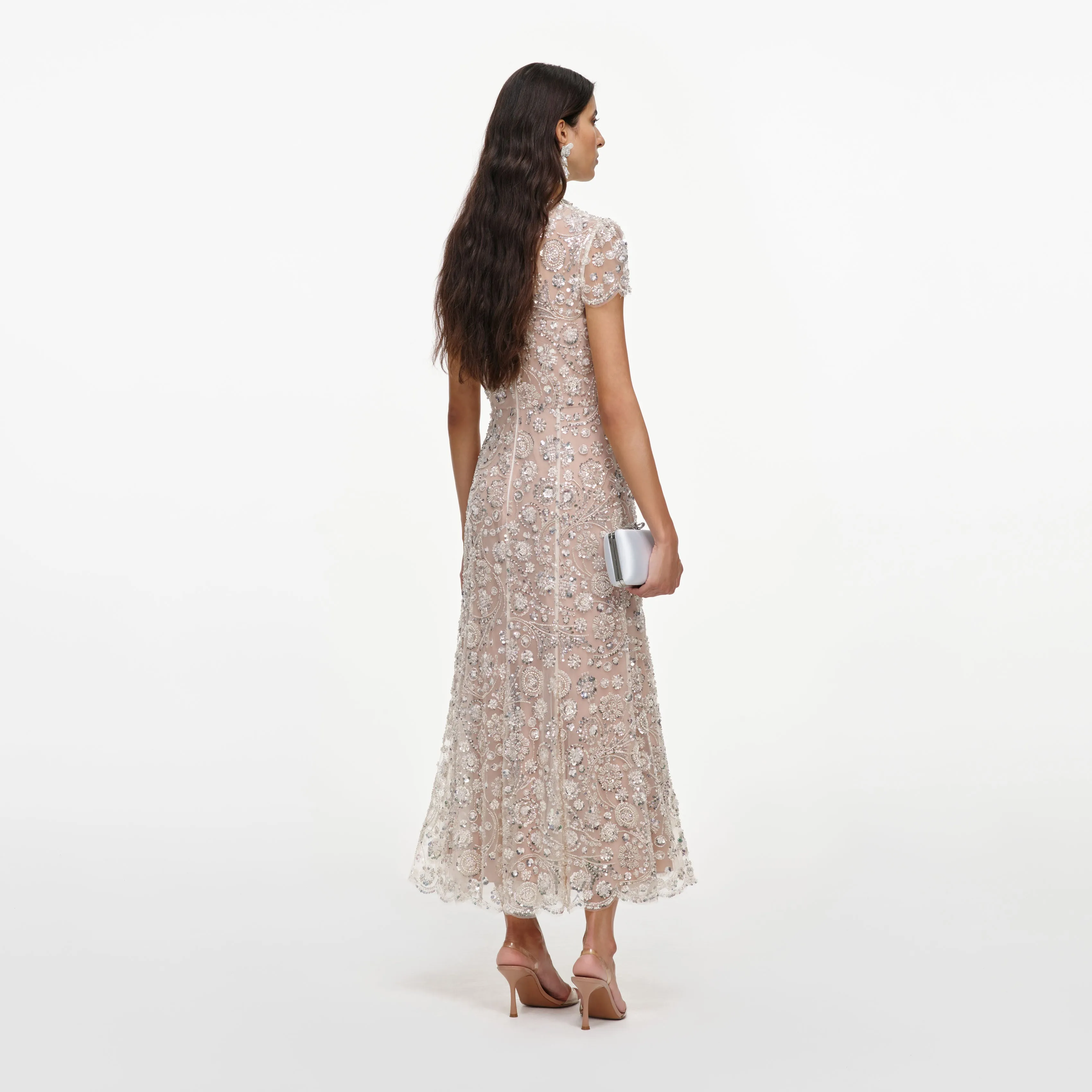 Cream Sequin Embellished Midi Dress sold by Self-Portrait product image thumbnail 3