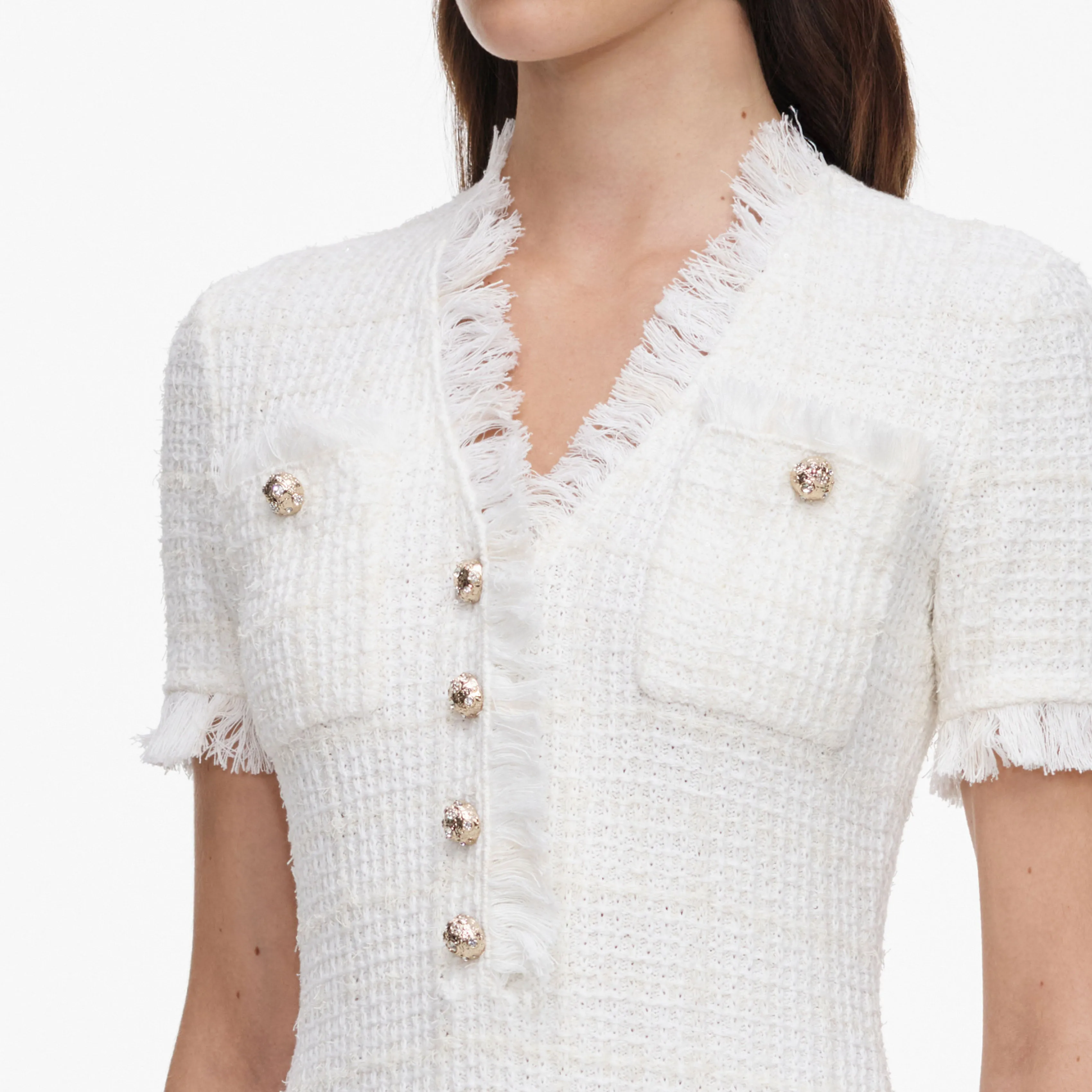 Cream Textured Knit Mini Dress sold by Self-Portrait product image thumbnail 5