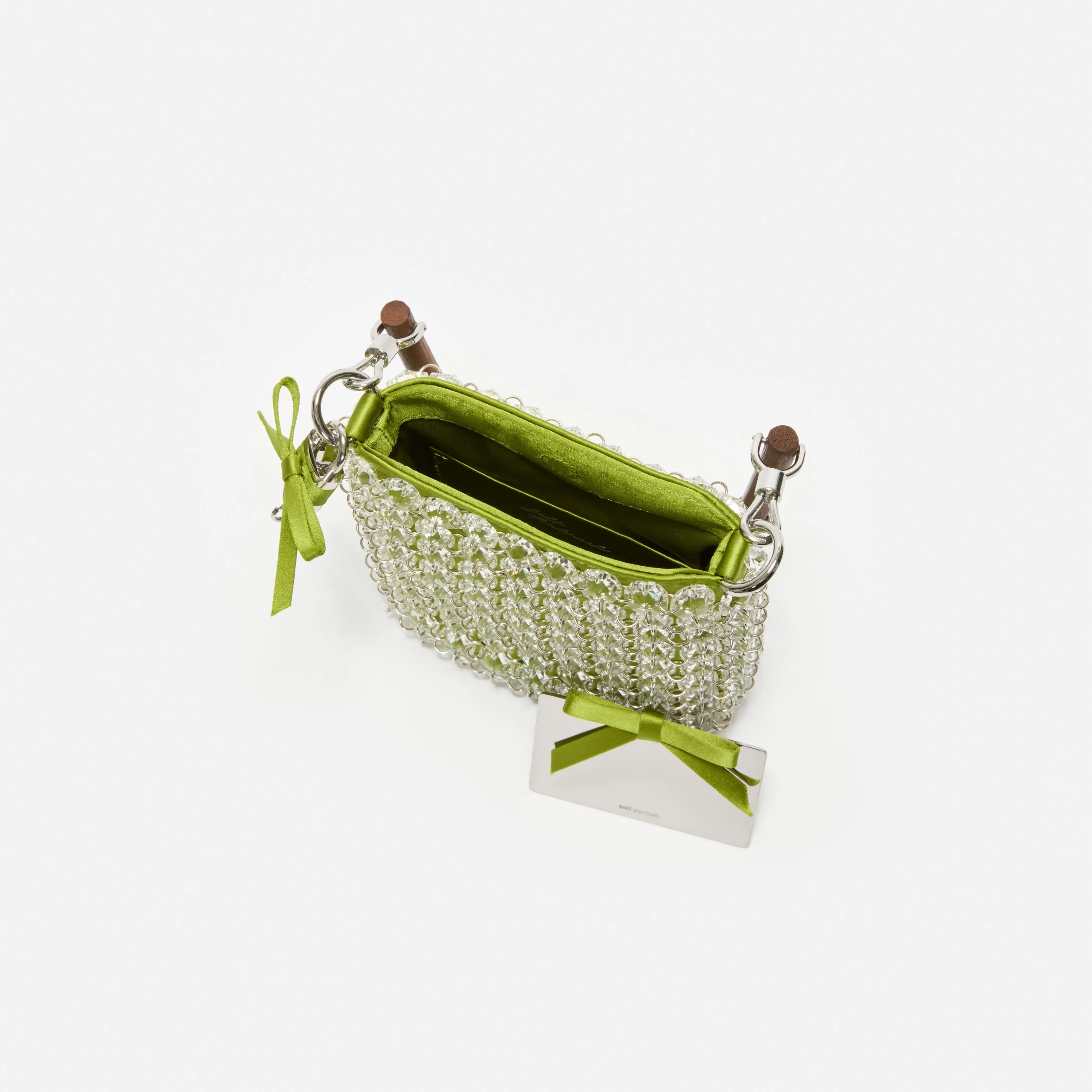 Green Crystal Chain Mini Tote Bag sold by Self-Portrait product image thumbnail 5