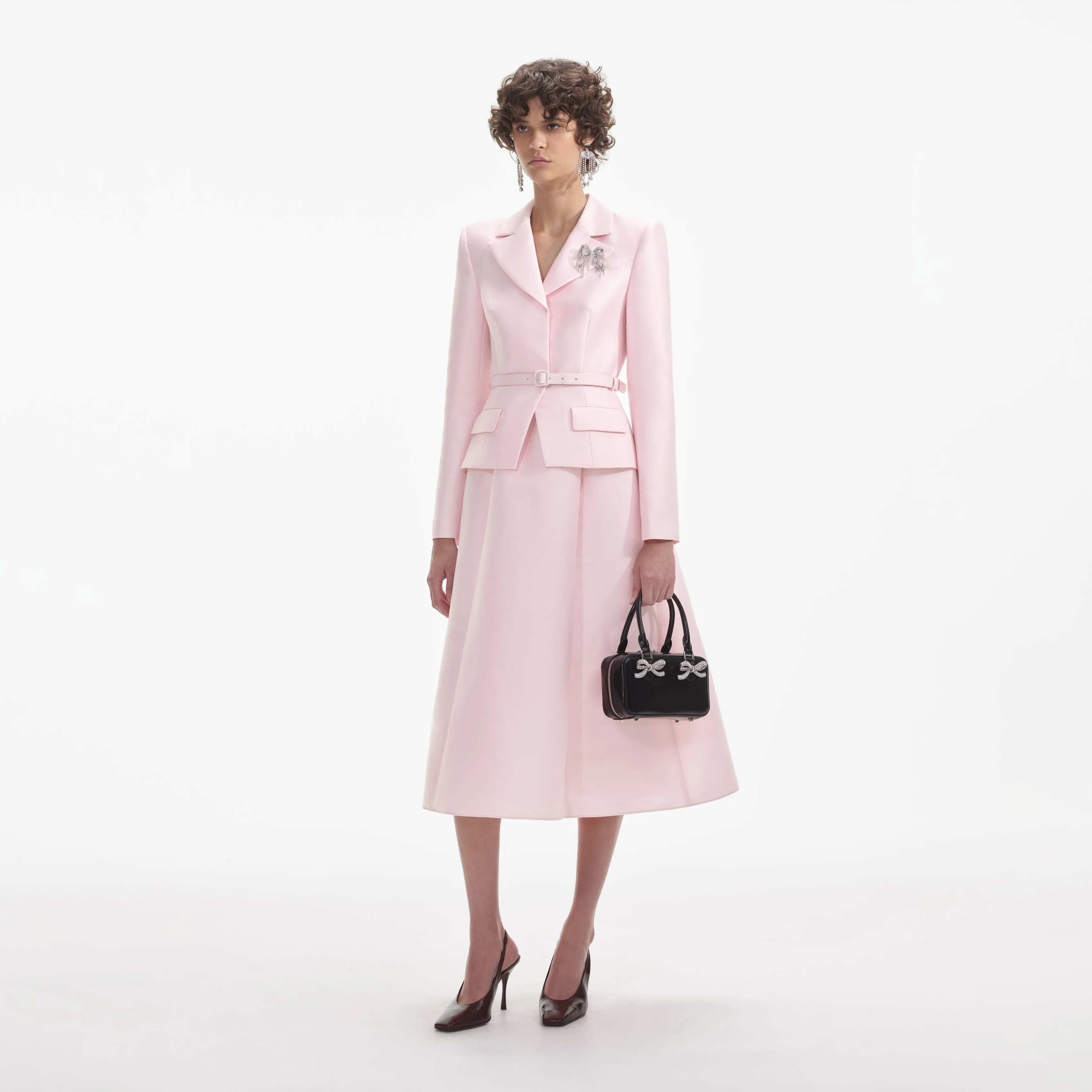 Pink Tailored Taffeta Midi Dress sold by Self-Portrait product image thumbnail 2
