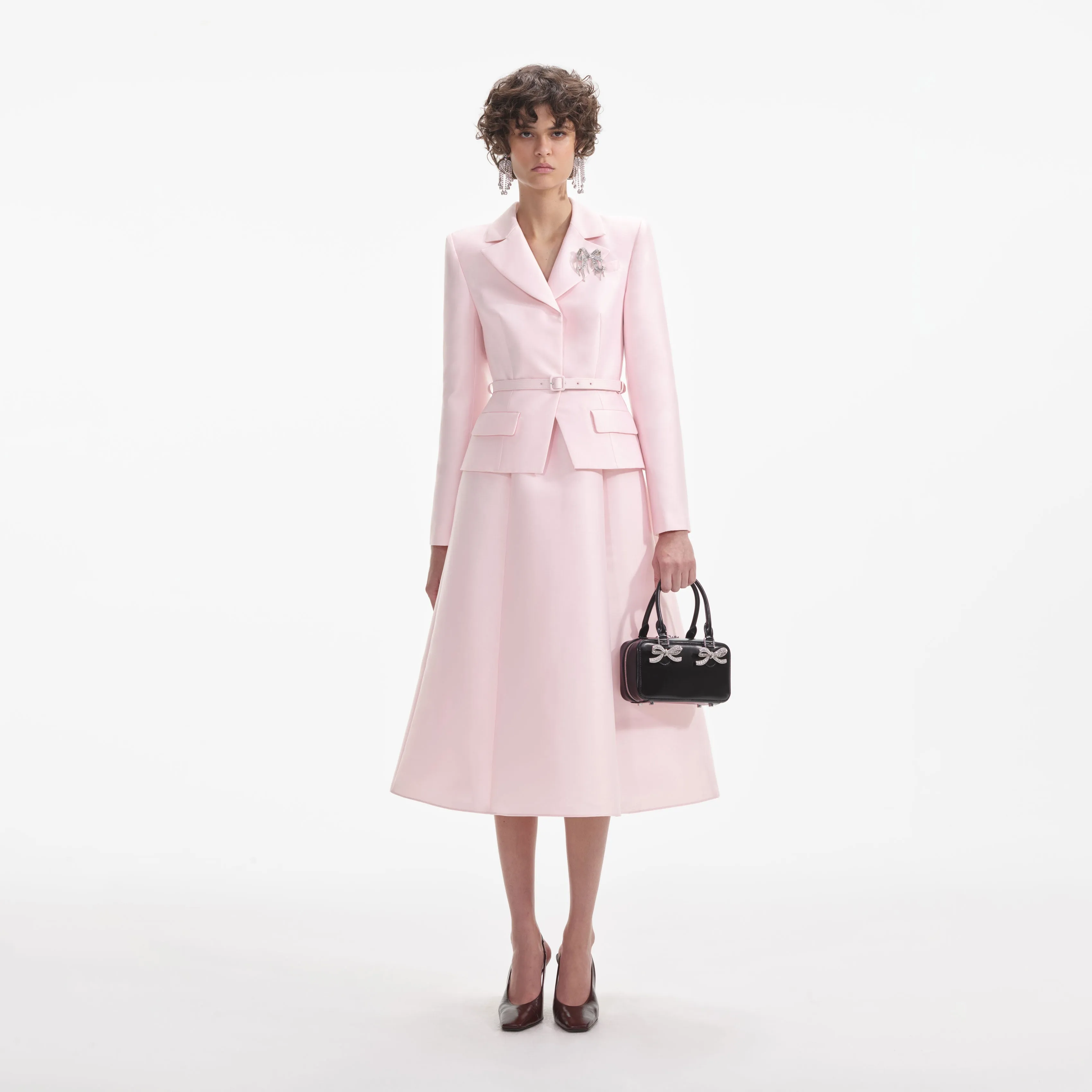 Pink Tailored Taffeta Midi Dress sold by Self-Portrait
