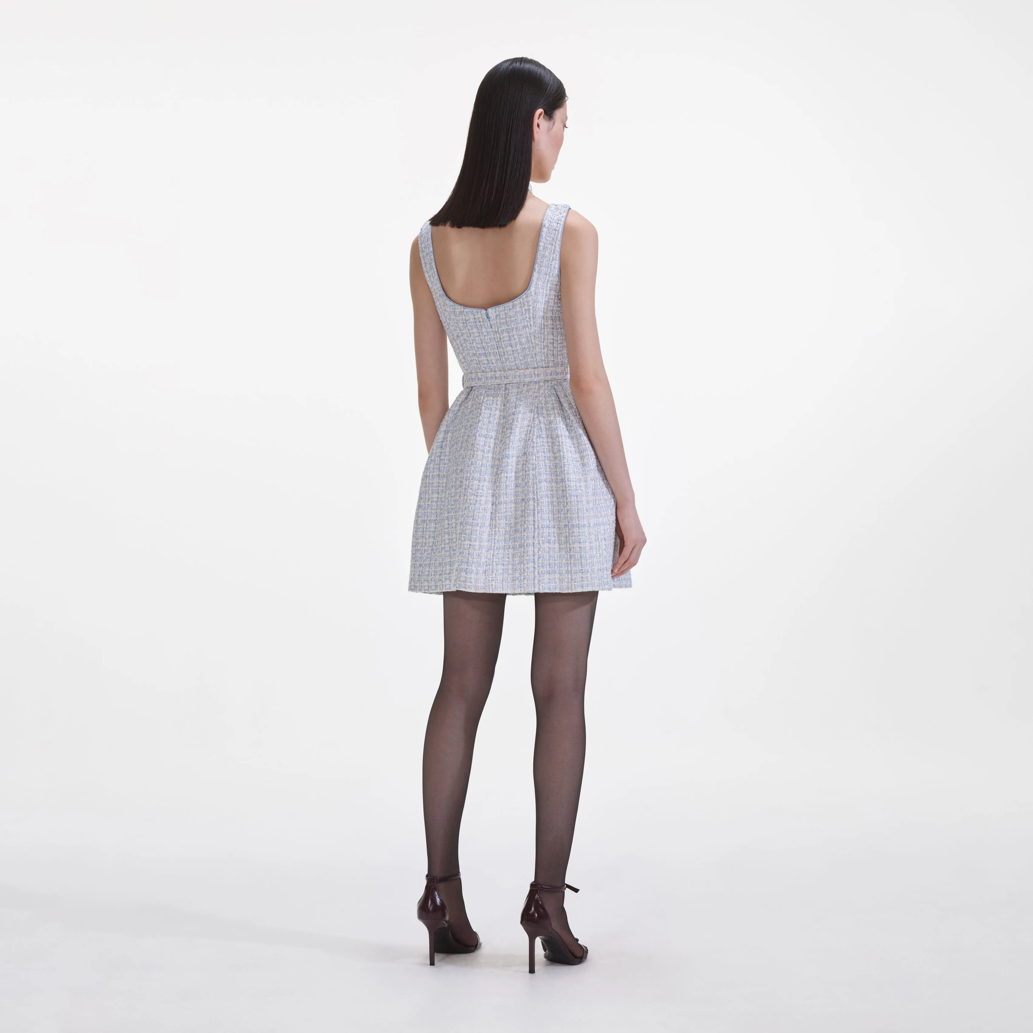Blue Boucle Sleeveless Mini Dress sold by Self-Portrait product image thumbnail 3