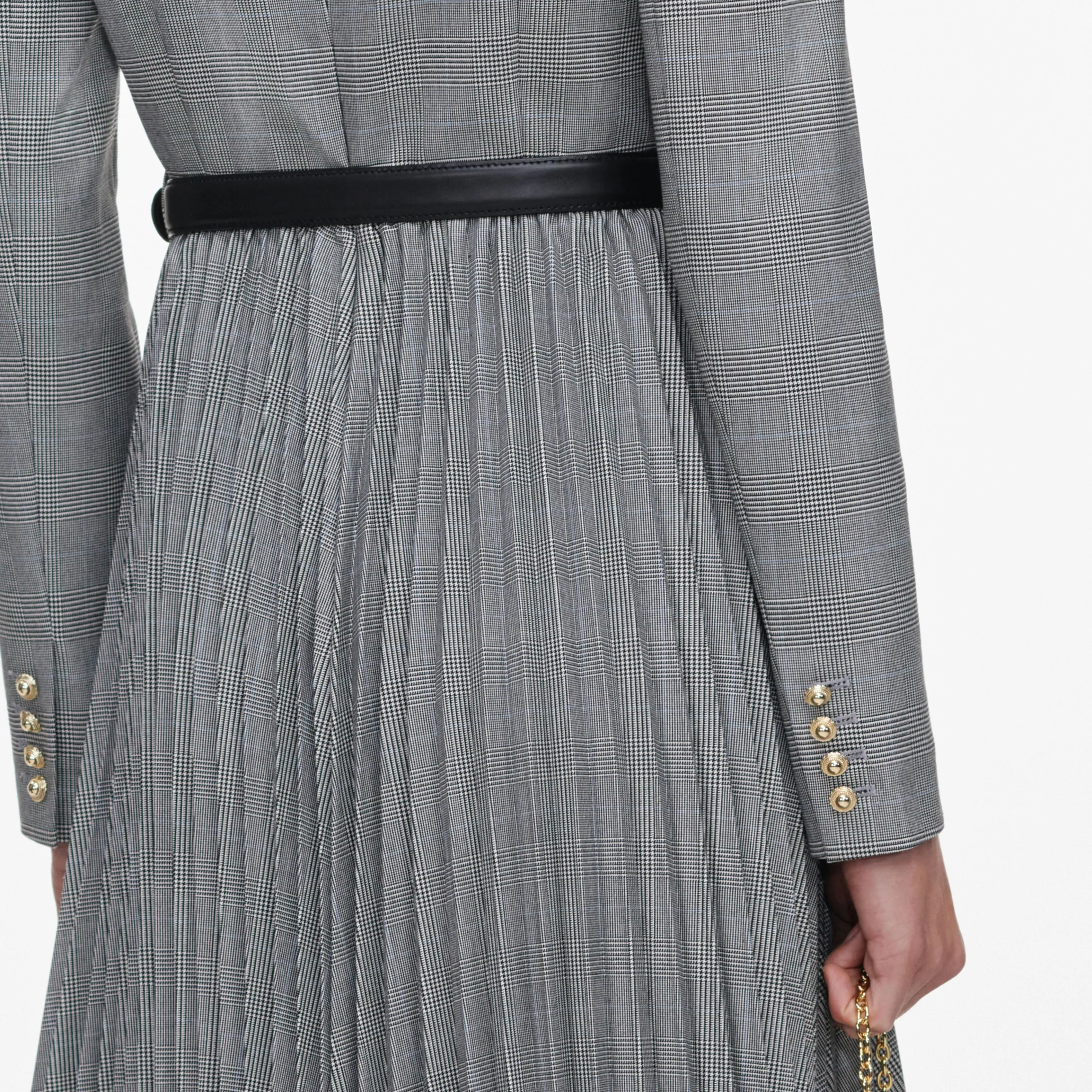 Grey Check Pleated Midi Dress sold by Self-Portrait product image thumbnail 5