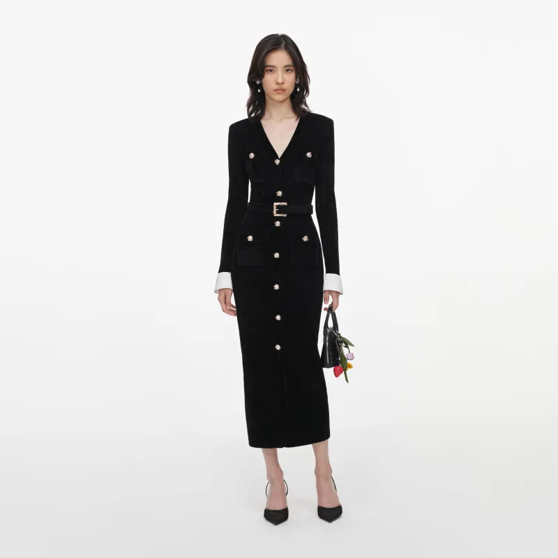 Black Chenille Knit Midi Dress made by Self-Portrait