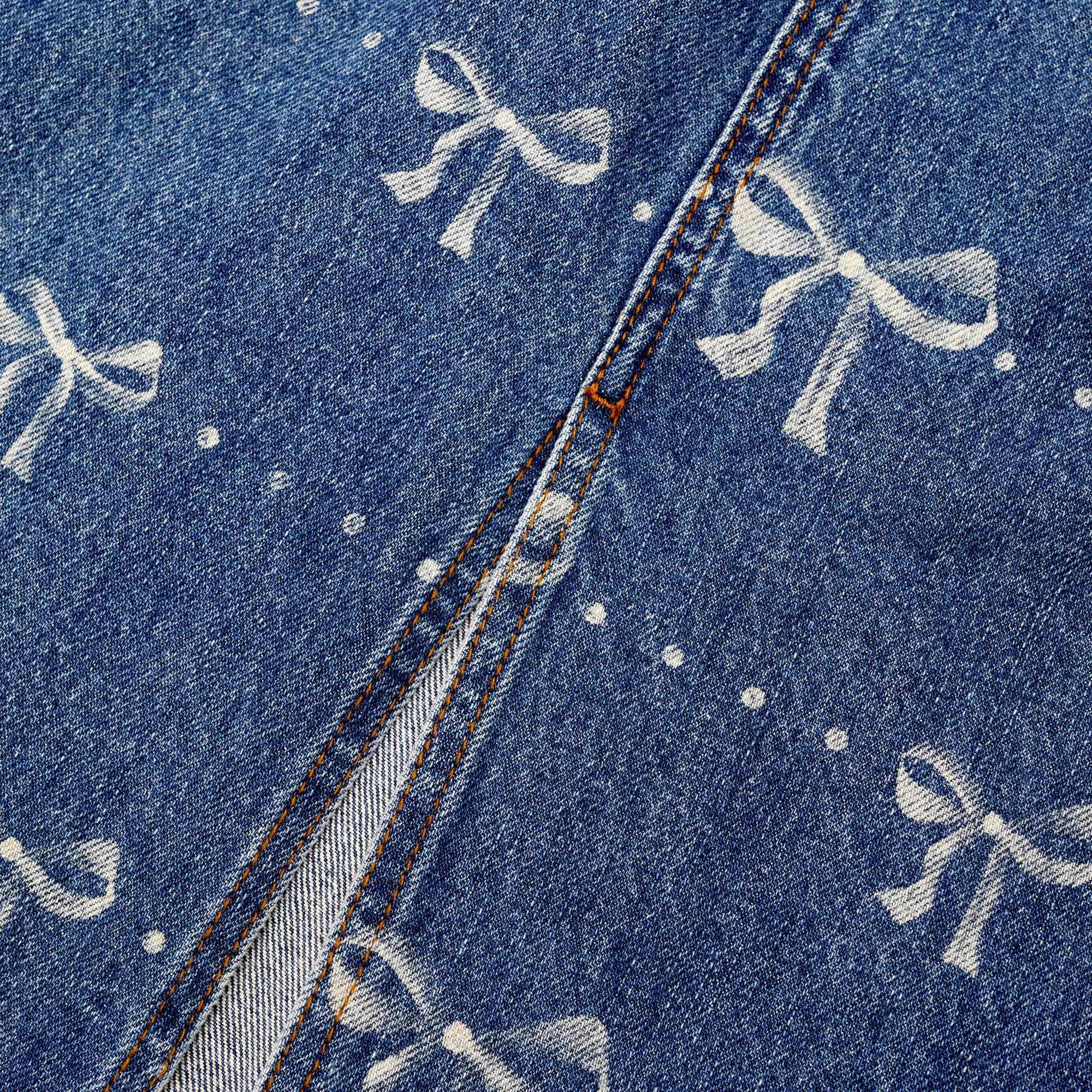 Bow Print Denim Midi Skirt sold by Self-Portrait product image thumbnail 5