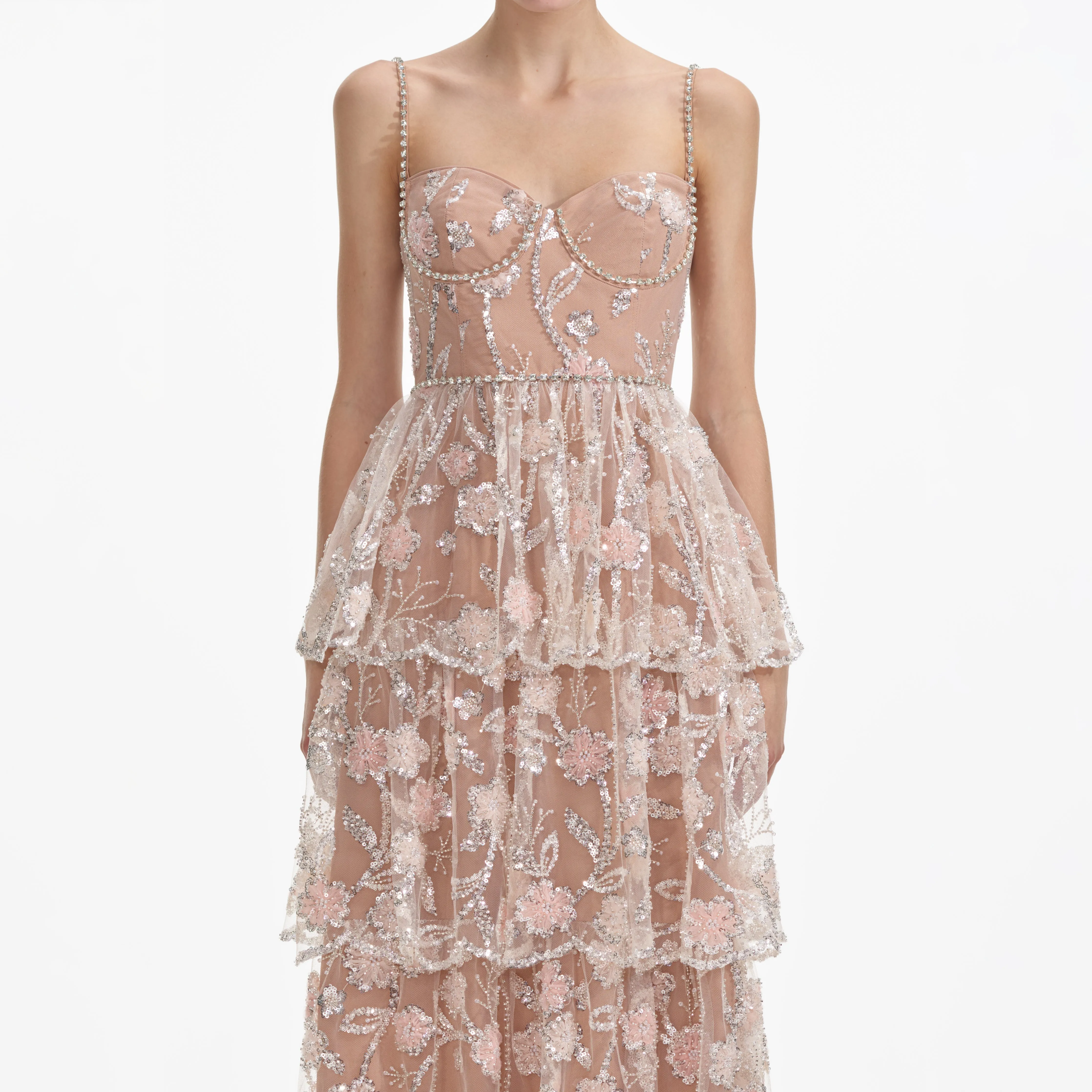 Flower Sequin Tier Maxi Dress sold by Self-Portrait product image thumbnail 4
