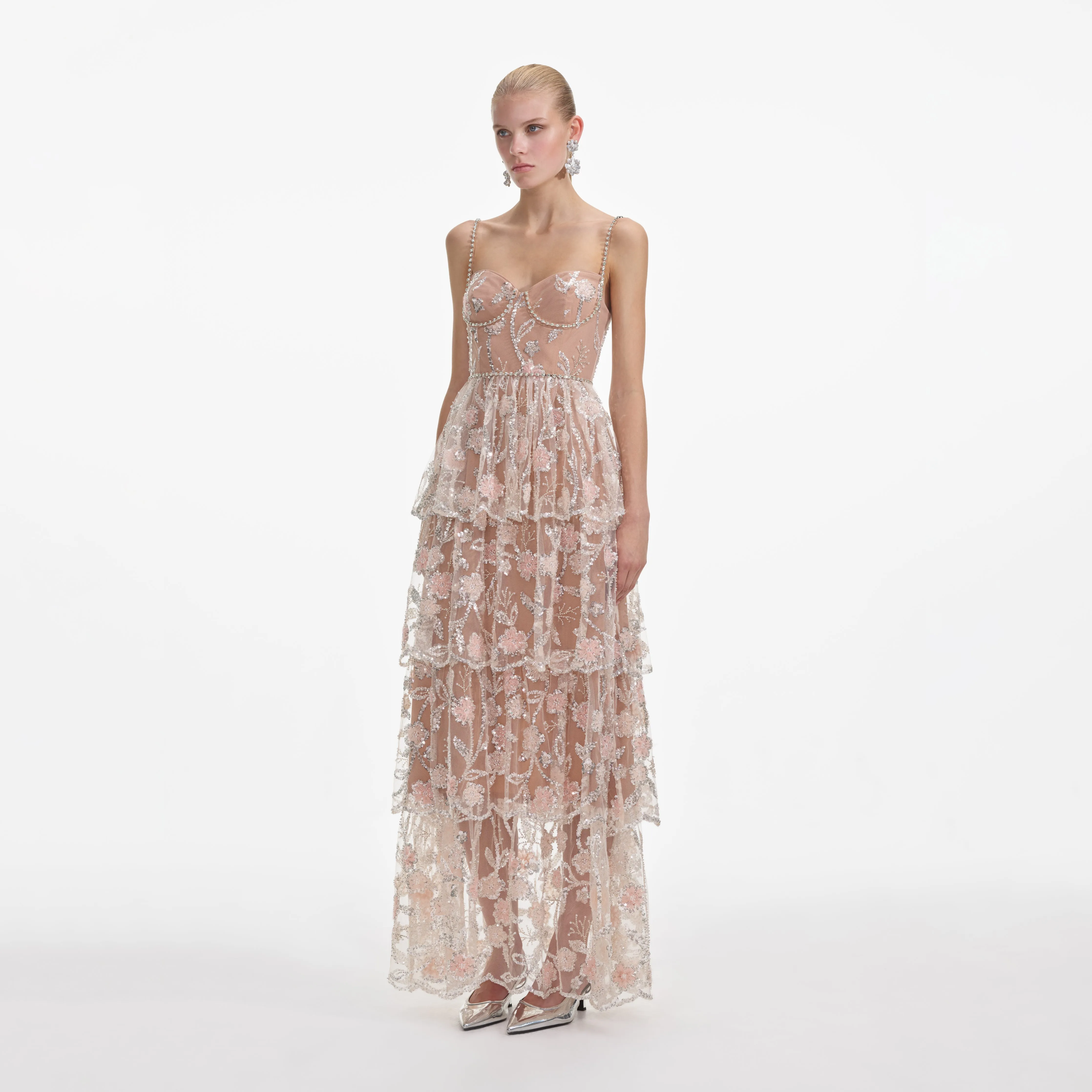 Flower Sequin Tier Maxi Dress sold by Self-Portrait product image thumbnail 2