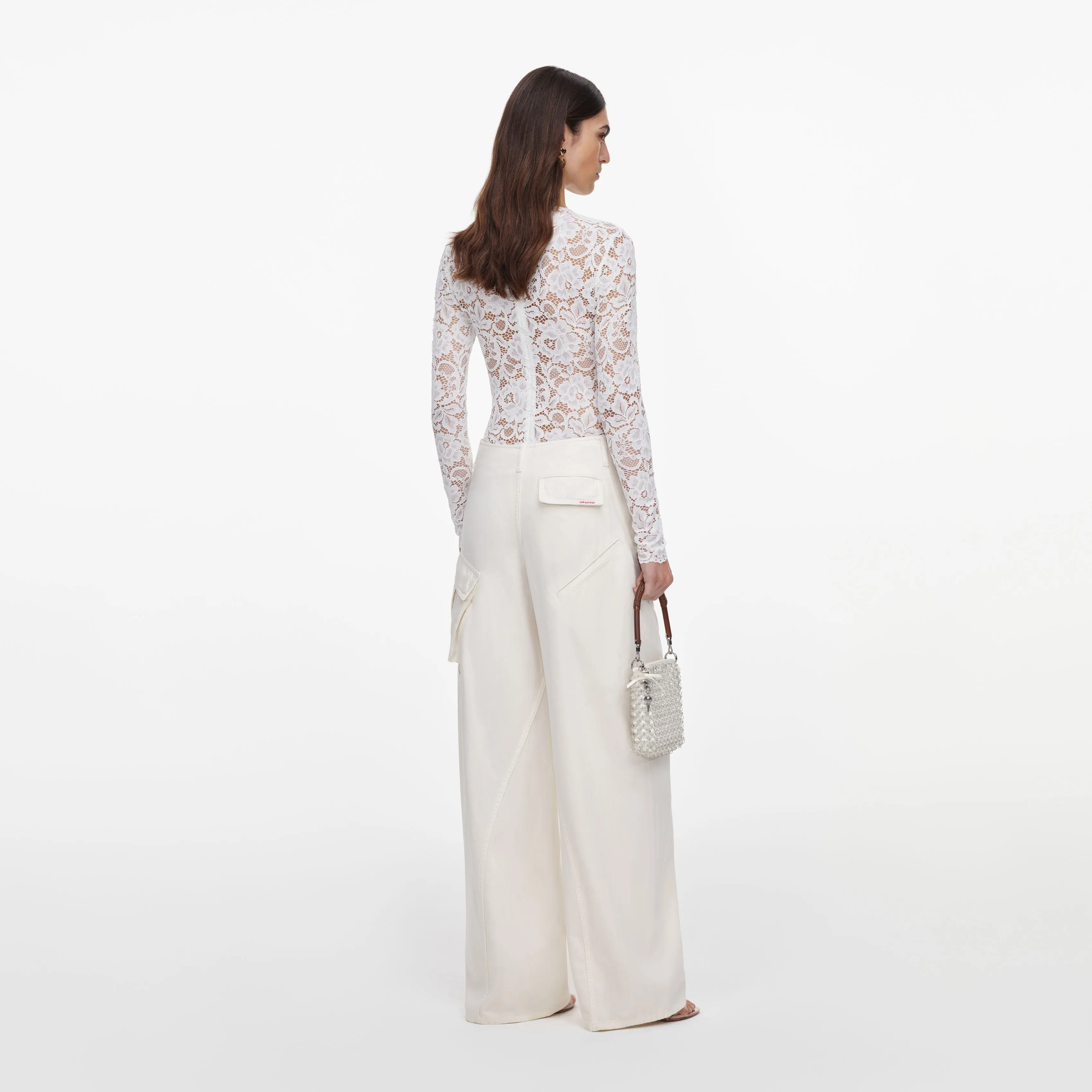 White Floral Lace Bodysuit sold by Self-Portrait product image thumbnail 3